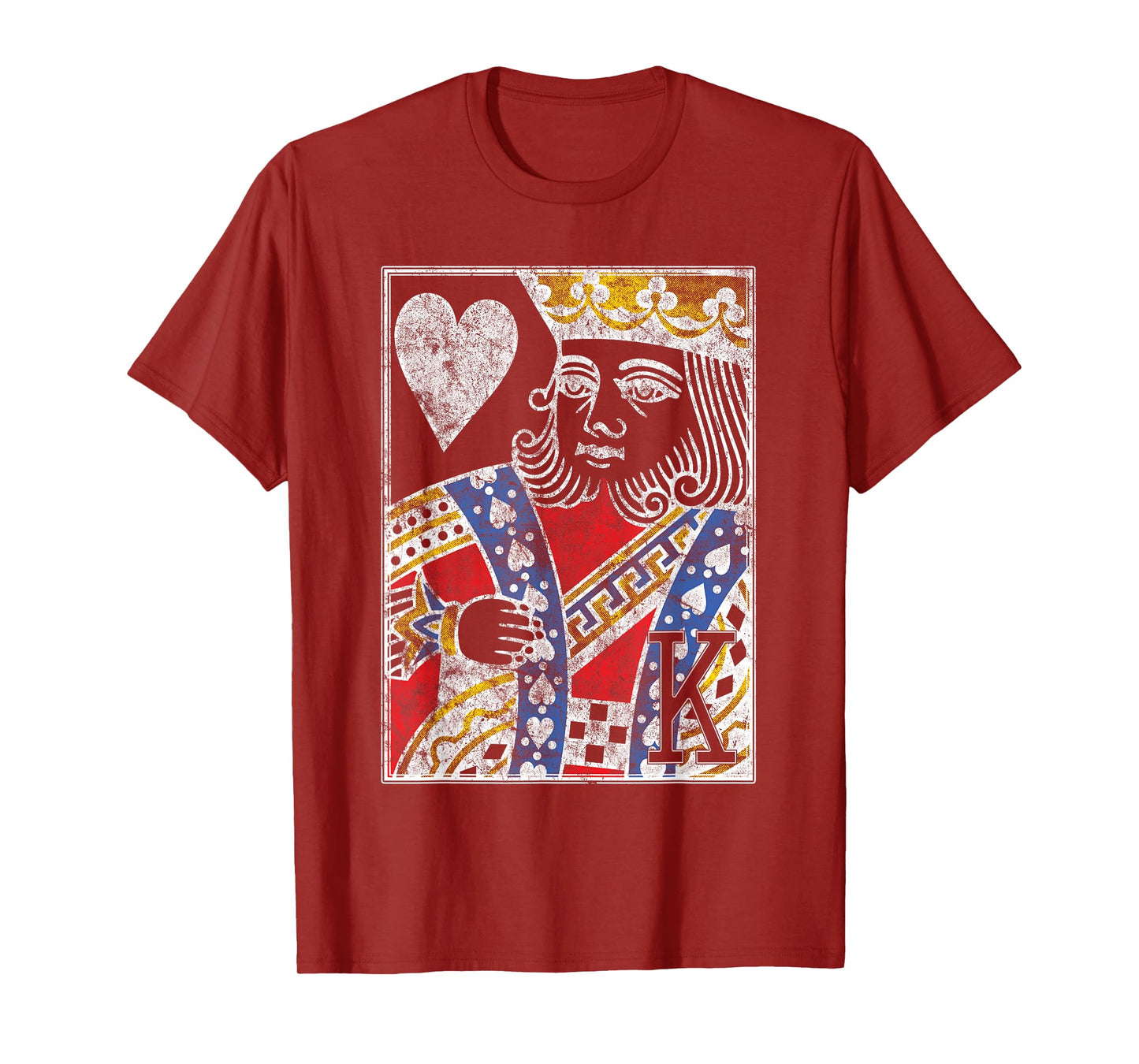 King of Hearts Vintage Look Distressed Playing Card T-Shirt