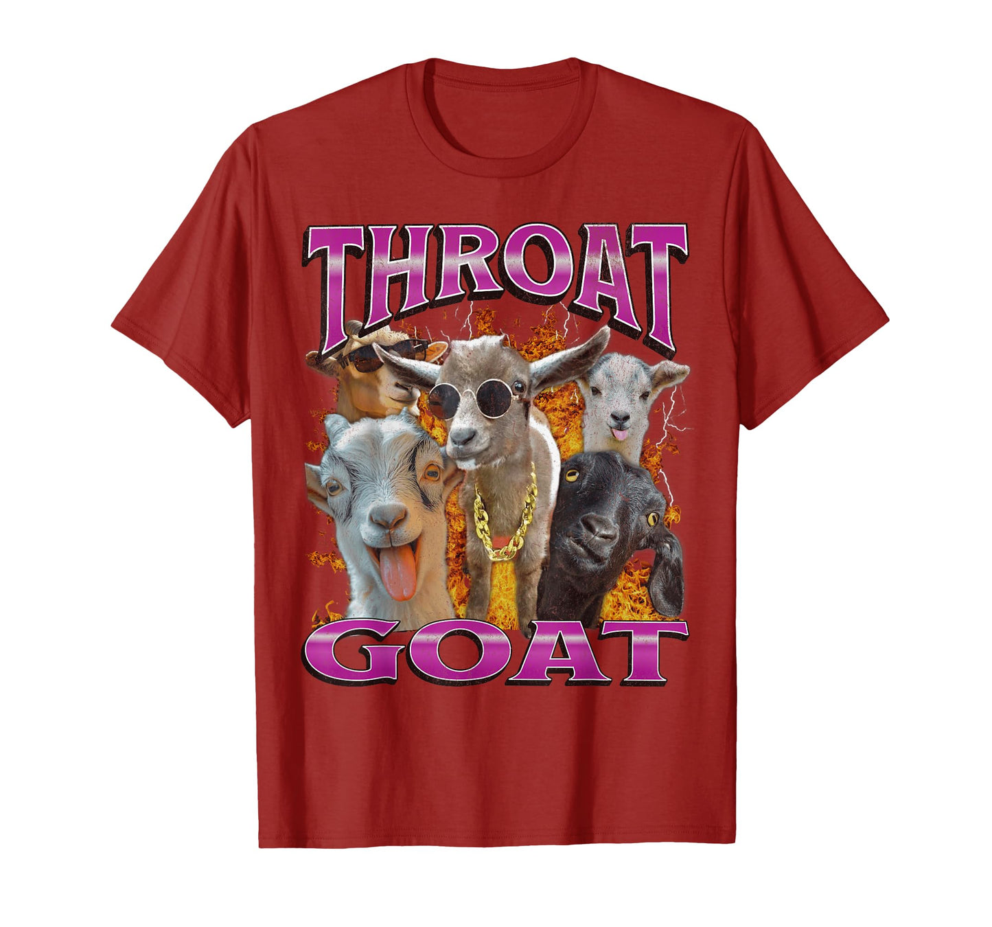 MildlyPerturbed Unisex-Adults Throat Goat Funny Offensive Adult Humor Bootleg Y2K Graphic T-Shirt - Black, Small - Short Sleeve - T-Shirt - Unique Graphic Design
