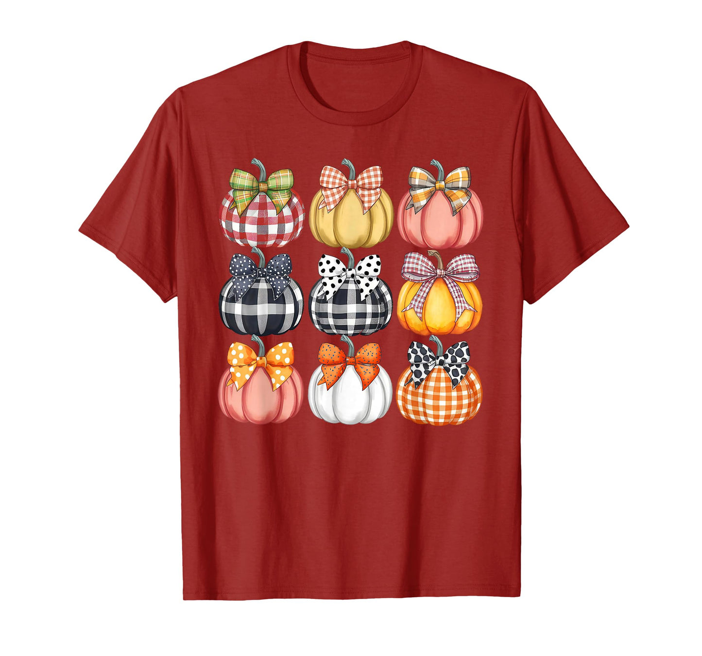 Coquette Bow Pumpkin Season Autumn Fall Leaves Thanksgiving T-Shirt