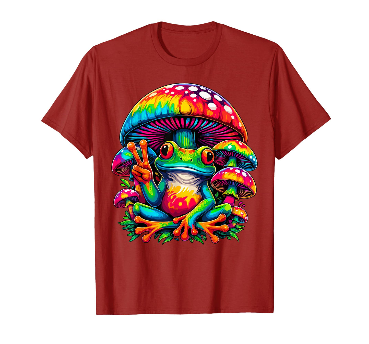 Tie-Dye Frog Peace Sign Mushroom Hippie T-Shirt