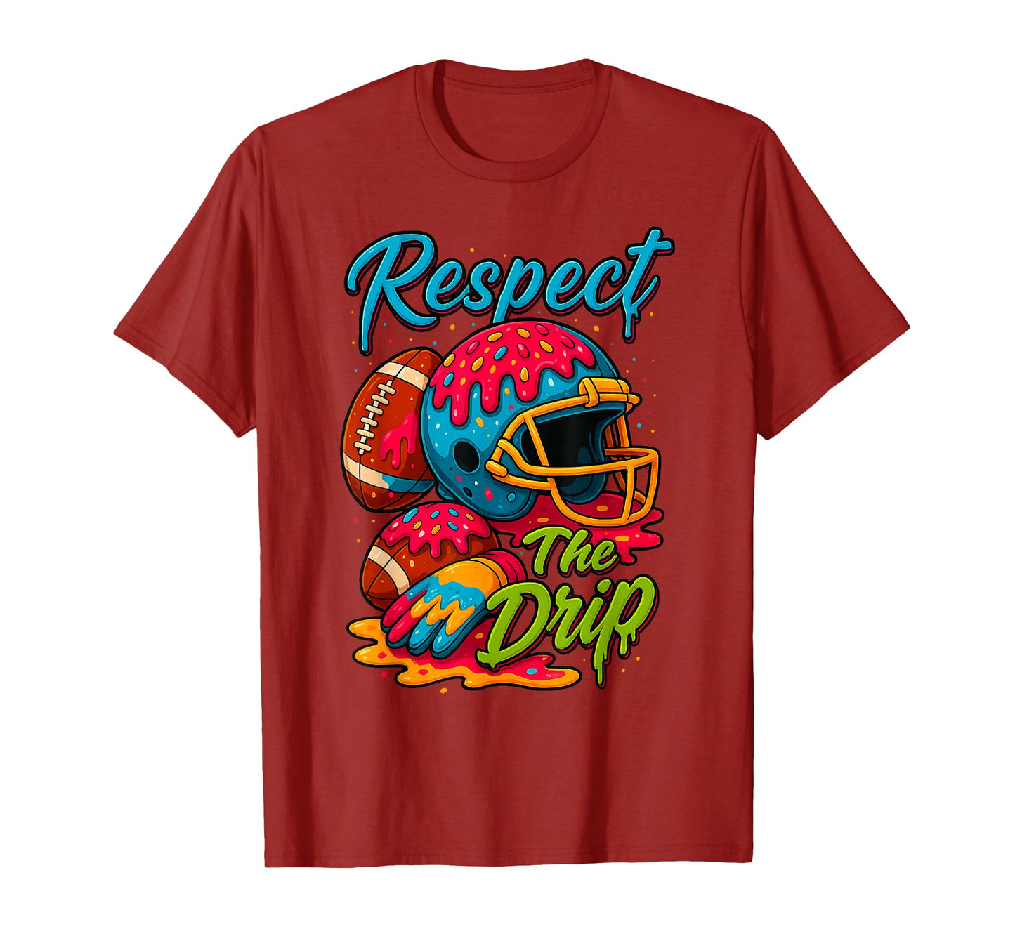 Football Drip Boys Football Ice Cream Sprinkle Respect Drip T-Shirt