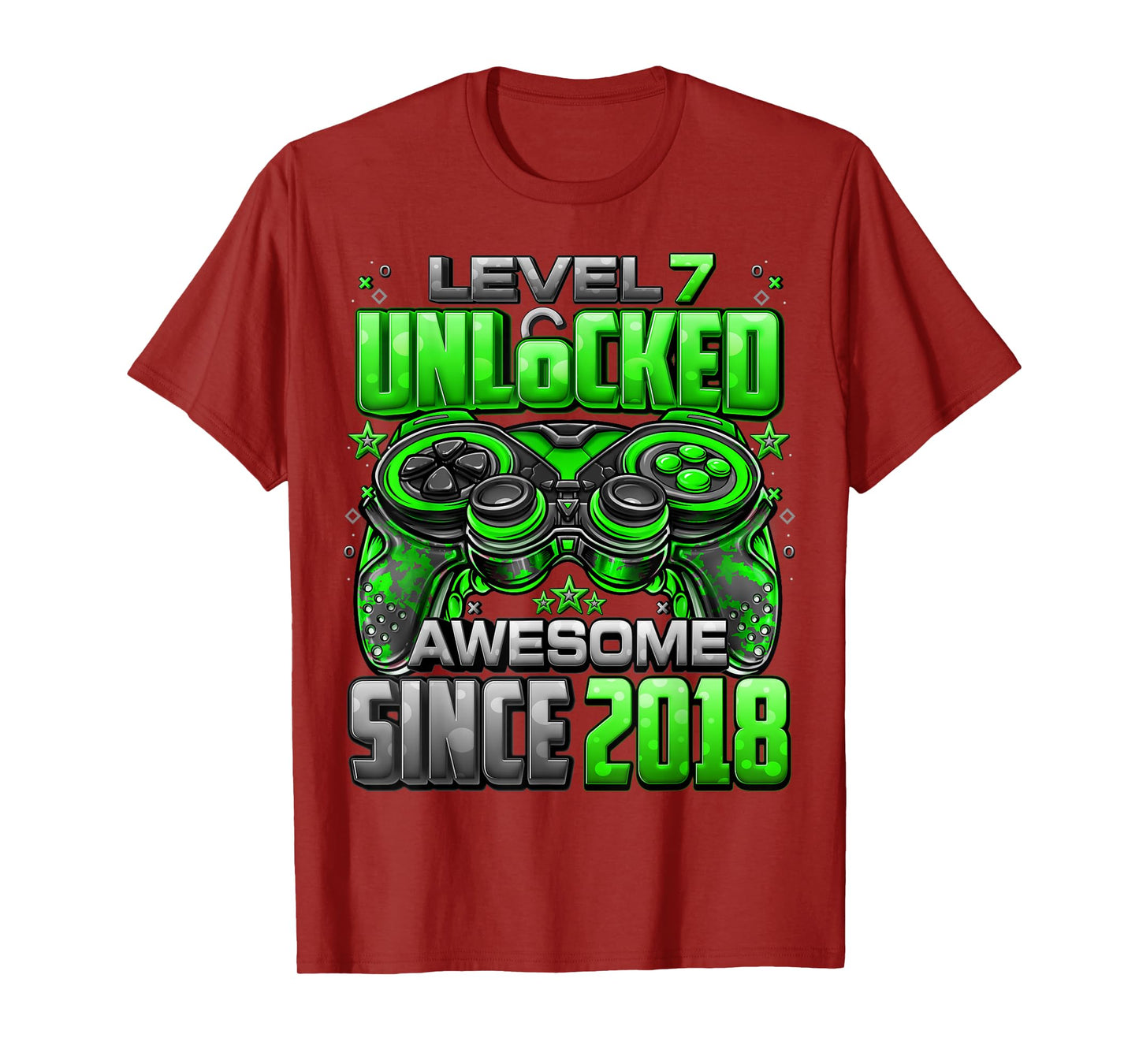 Level 7 Unlocked Awesome Since 2018 7th Birthday Gaming T-Shirt