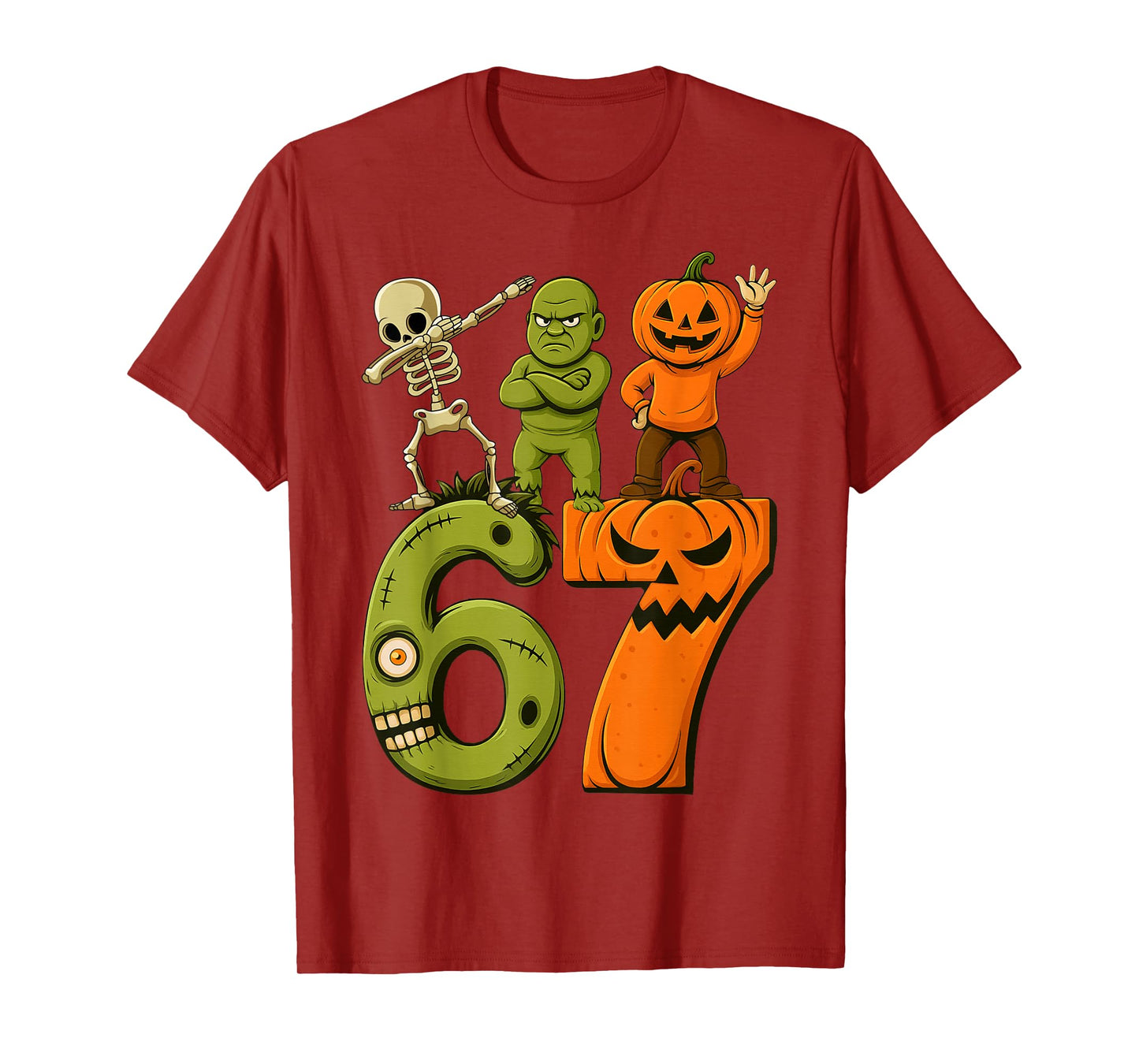 Funny Saying 6 7 Six Seven Costume Meme Retro 67 Hallowen T-Shirt