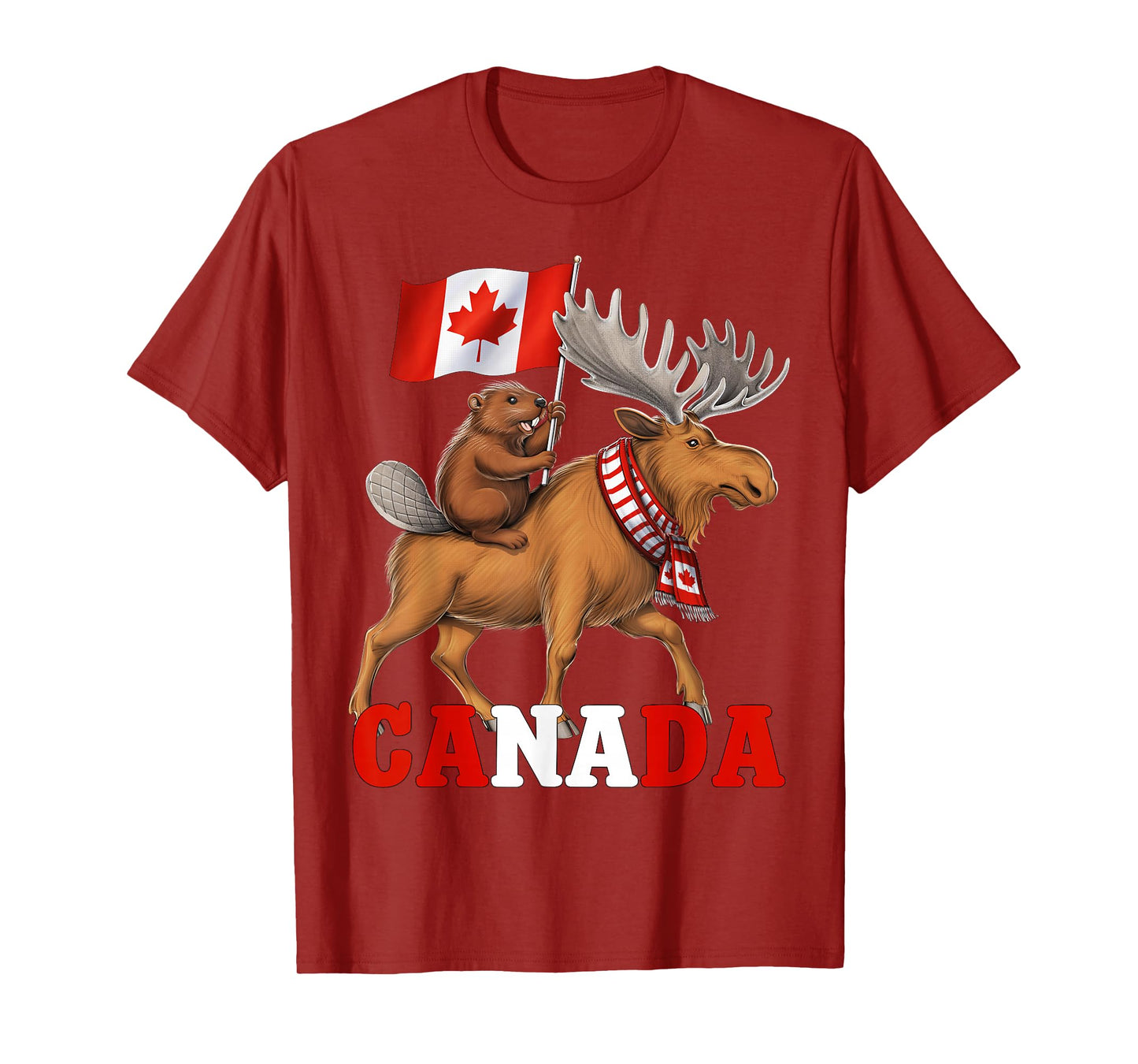 Canada Beaver Moose Canadian Flag Maple Leaf Canada Patriot T-Shirt