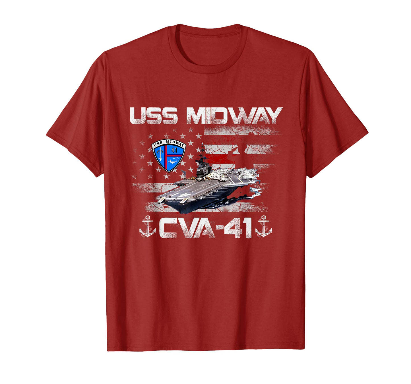 USS Midway CVA-41 Aircraft Carrier Flag Veterans Day Patriot T-Shirt