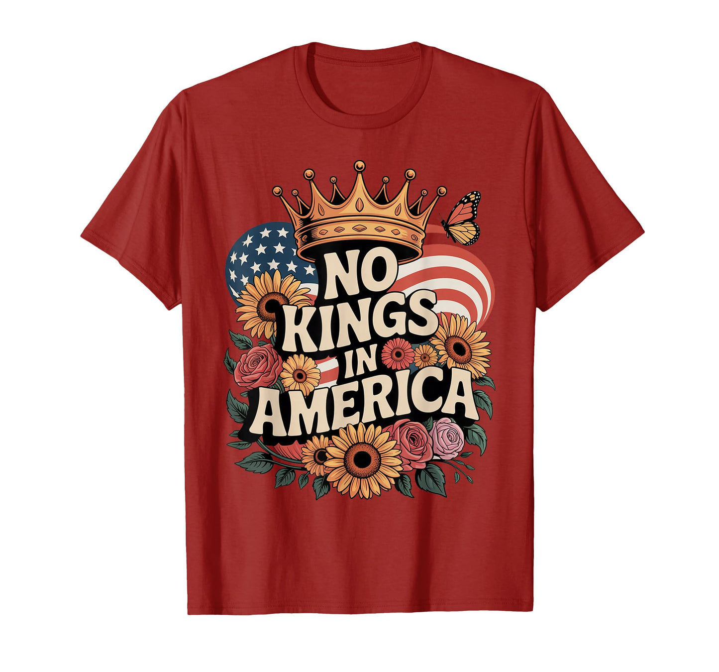 No Kings Protest Sign Patriotic Liberty Art Design T-Shirt