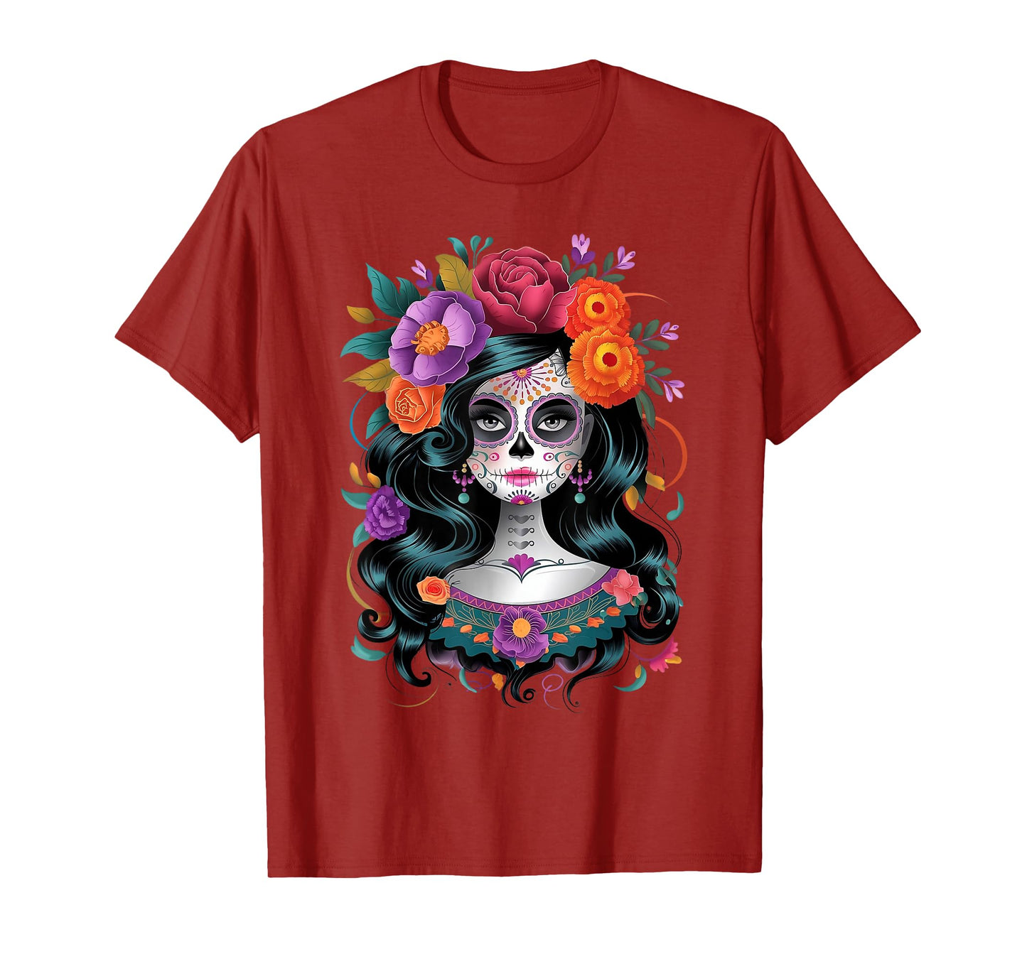 De Los Muertos La Catrina Day of the Dead Women Sugar Skull T-Shirt