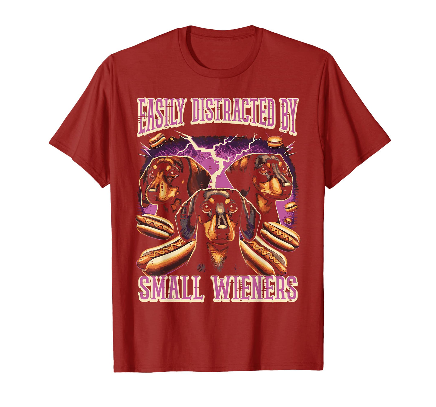 Inappropriate Easily Distracted by Small Dachshund Funny T-Shirt