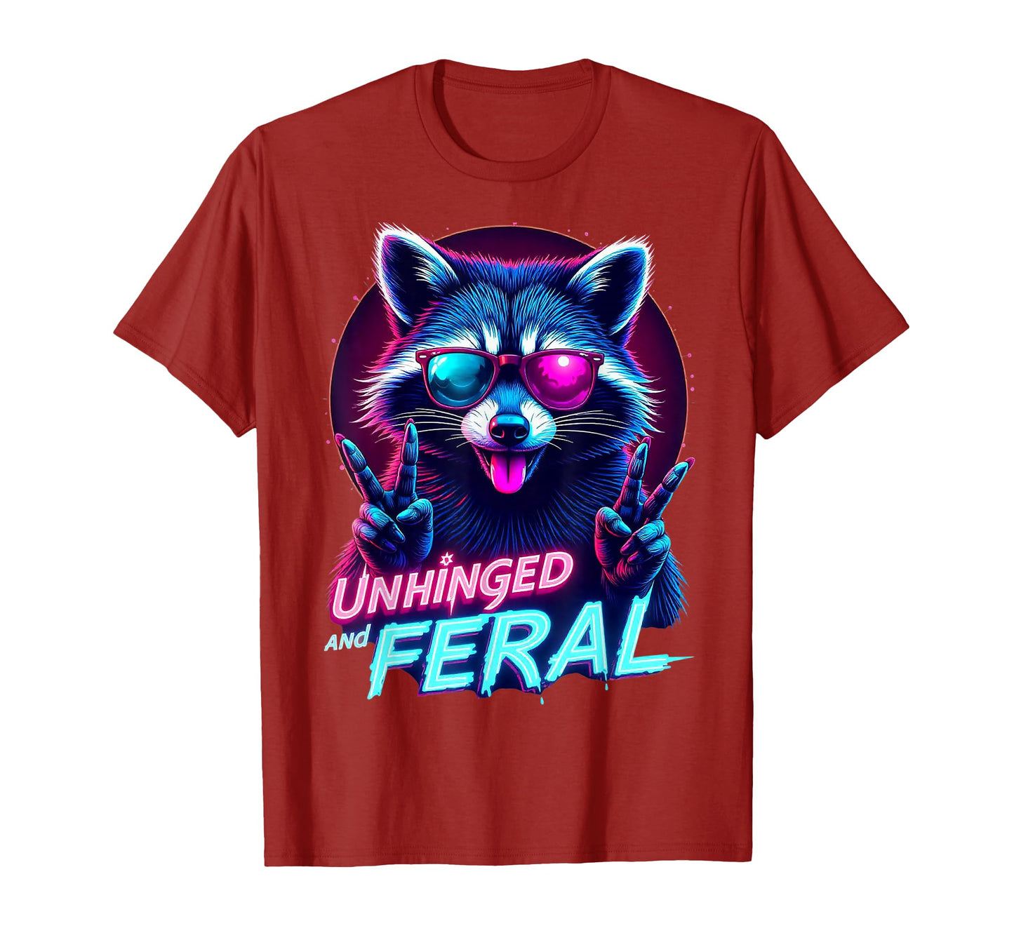 Cyberpunk Raccoon Unhinged and Feral Vaporwave Aesthetic T-Shirt