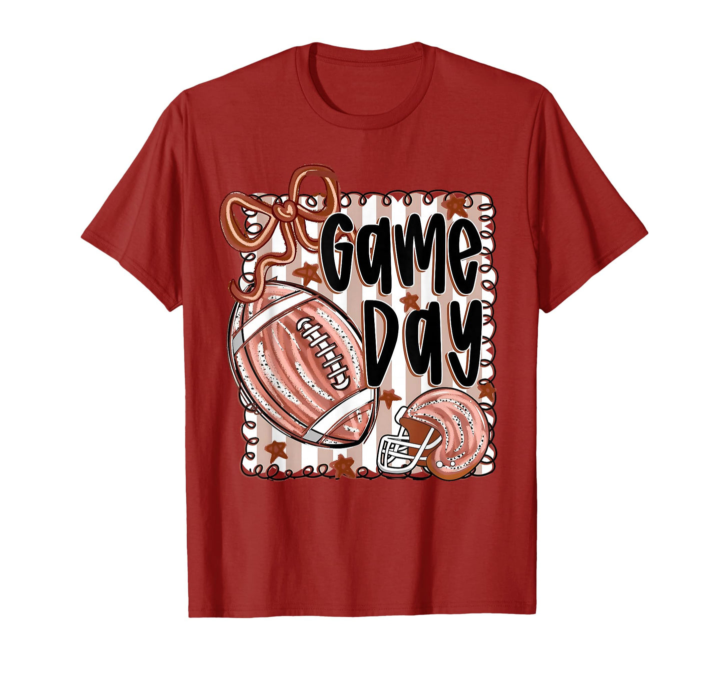 Game Day Coquette Bow Helmet American Football Thanksgiving T-Shirt