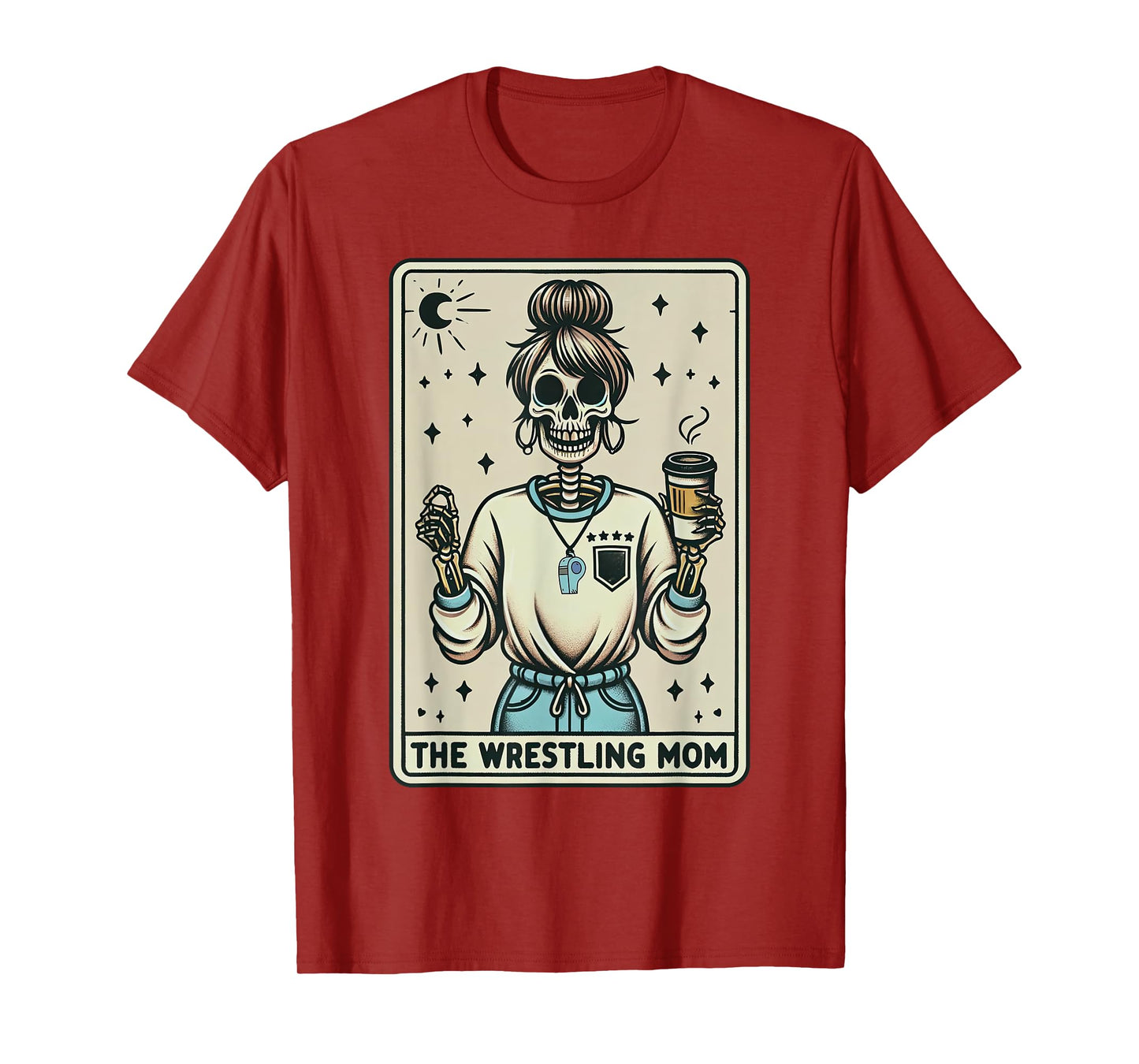 Wrestling Mom Skeleton Tarot Card Wrestling Mama Mothers Day T-Shirt