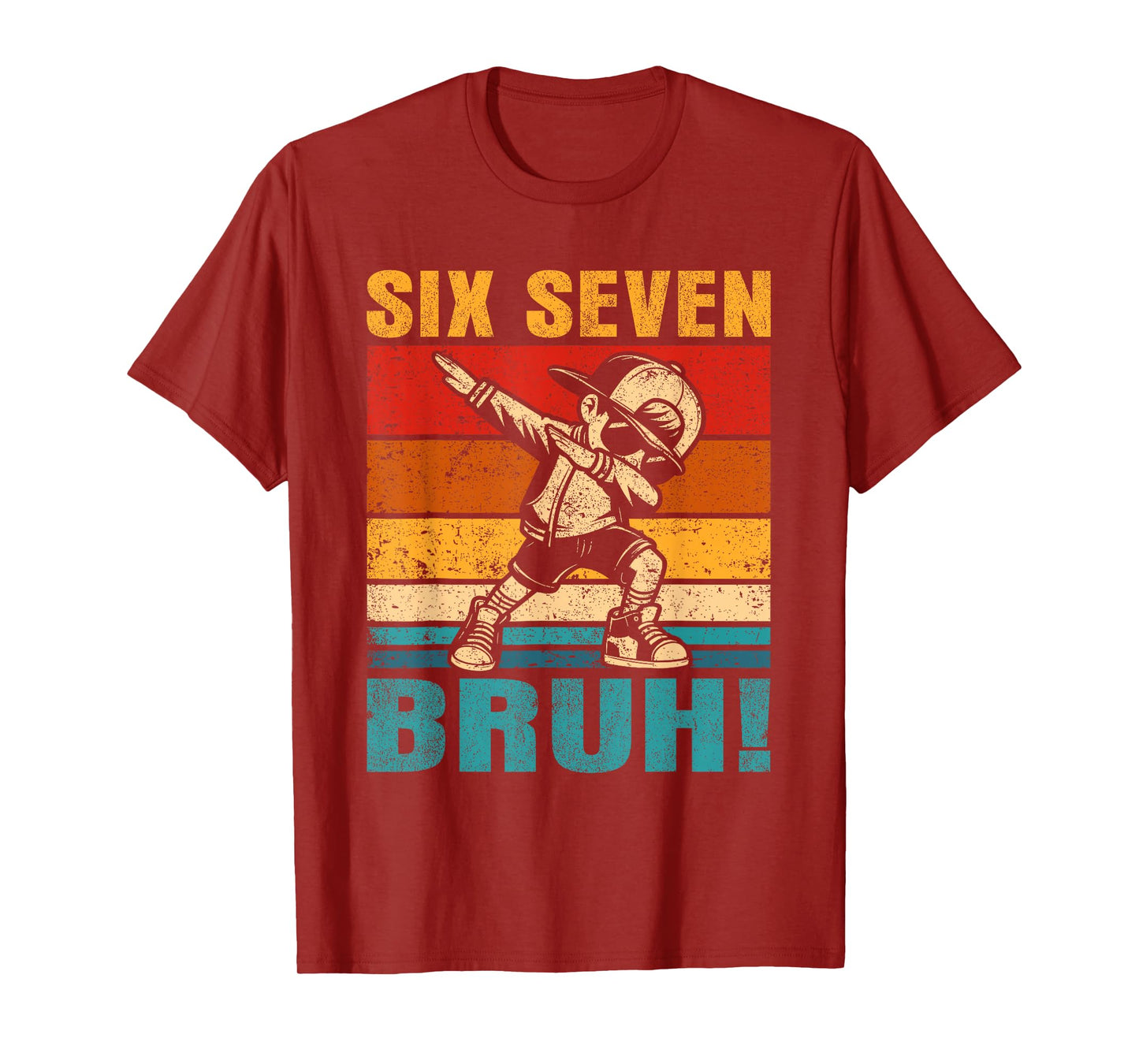 Six Seven Bruh Dabbing Boy Funny 67 Meme Gen Alpha Slang T-Shirt