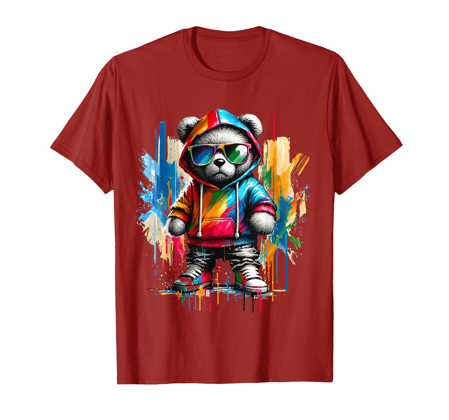 Graphic Teddy Bear Cool Bears Hip Hop Streetwear Colorful T-Shirt