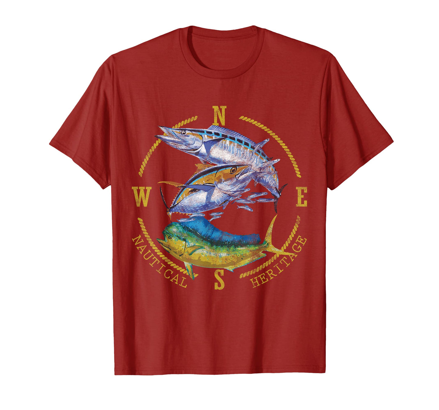 Fish Mahi Mahi Tuna Kingfish Nautical Heritage Fishing Gift T-Shirt