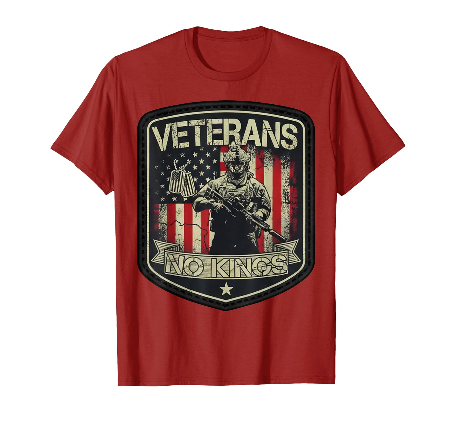 No Kings Veterans Patriotic America Flag Men Women T-Shirt
