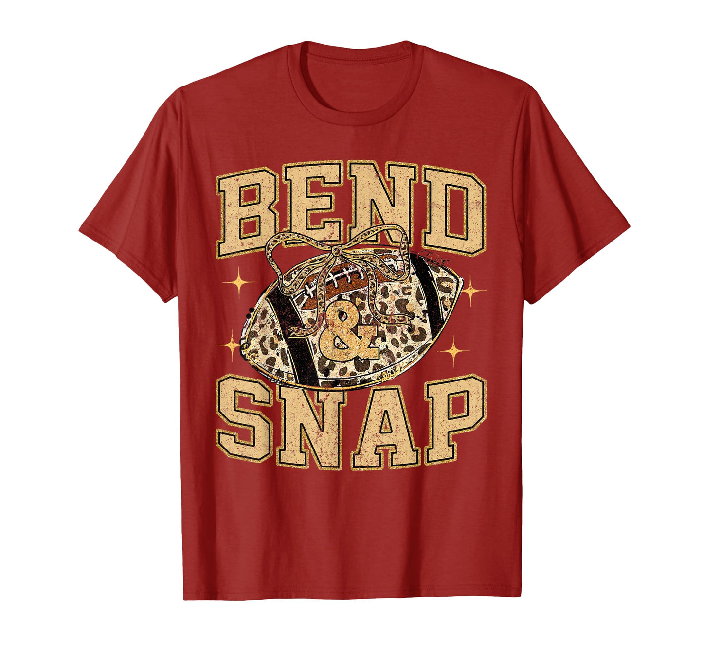 Bend and Snap Football Leopard Coquette Bow Game Day T-Shirt