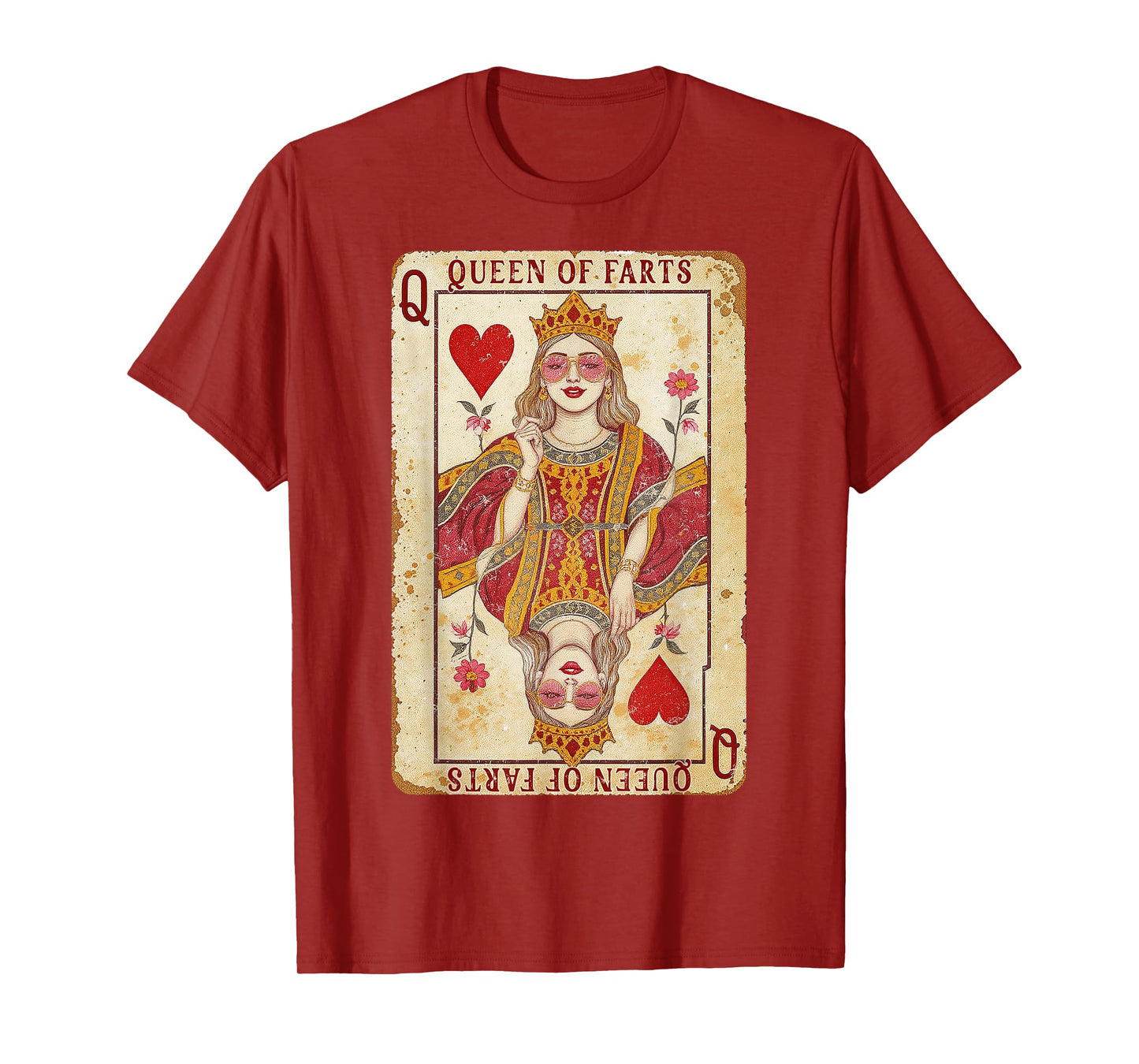 Retro Card Queen of Farts Funny Novelty Fart Queen Sarcastic T-Shirt