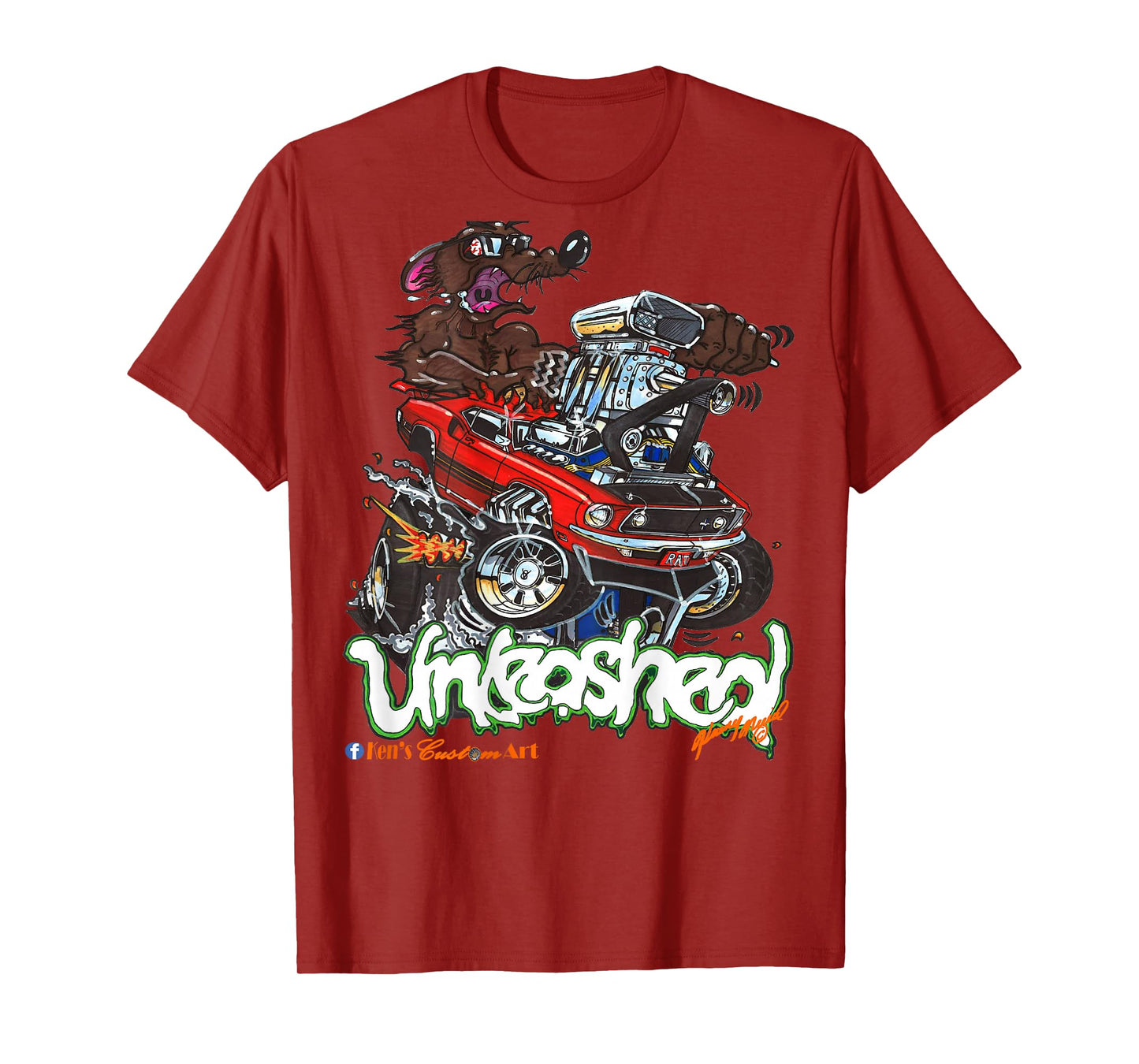 69 Mach 1 Rat Hot Rod "Unleashed" (Design on Back) T-Shirt