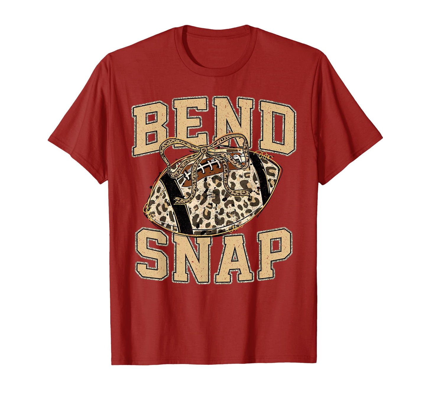 Bend & Snap Leopard Football Coquette Bow Game Day Touchdown T-Shirt