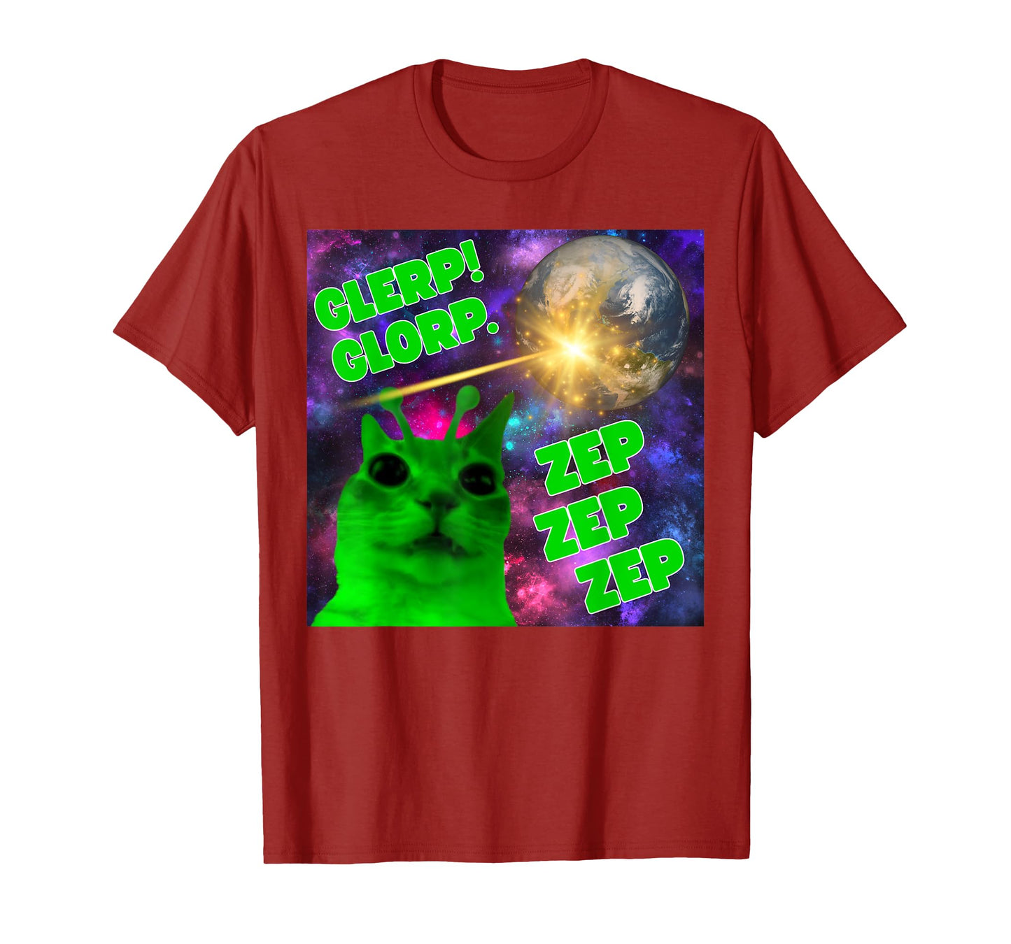 Glerp Glorp Zep Zep Cat Silly Alien Meme Cat Meme Brainrot T-Shirt for Men Women Kids