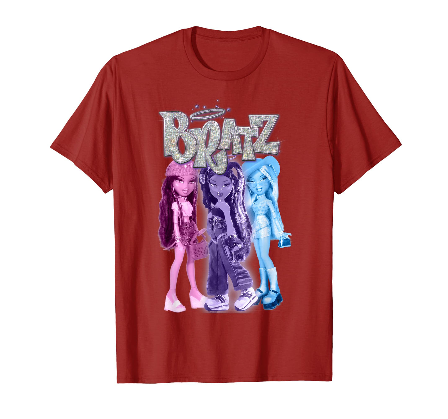 Bratz Pink Purple Blue Photo Group Doll Portrait Colored T-Shirt