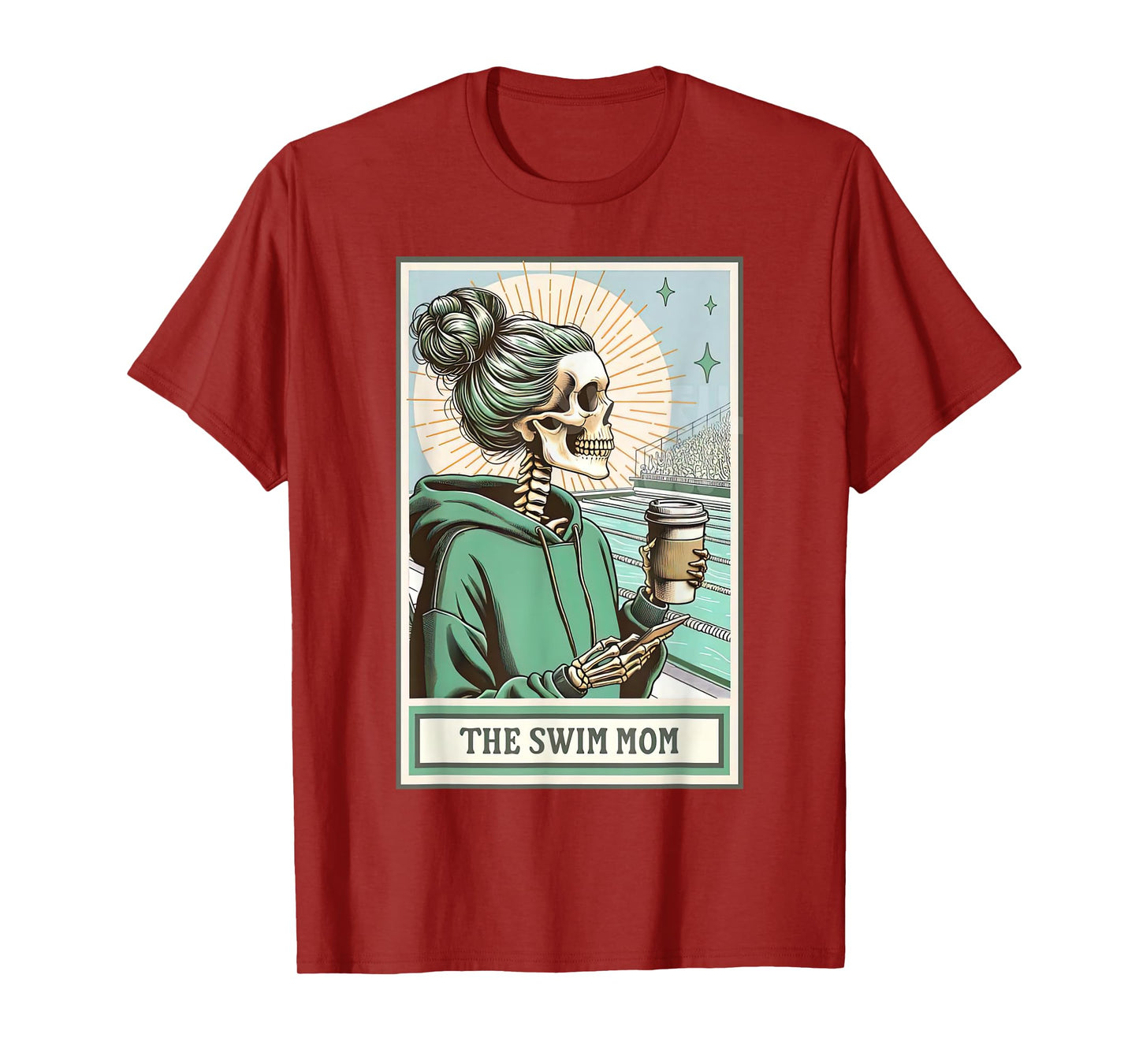 Swim Mom Skeleton Tarot Card Swim Coach Wife Swimmers Mother T-Shirt