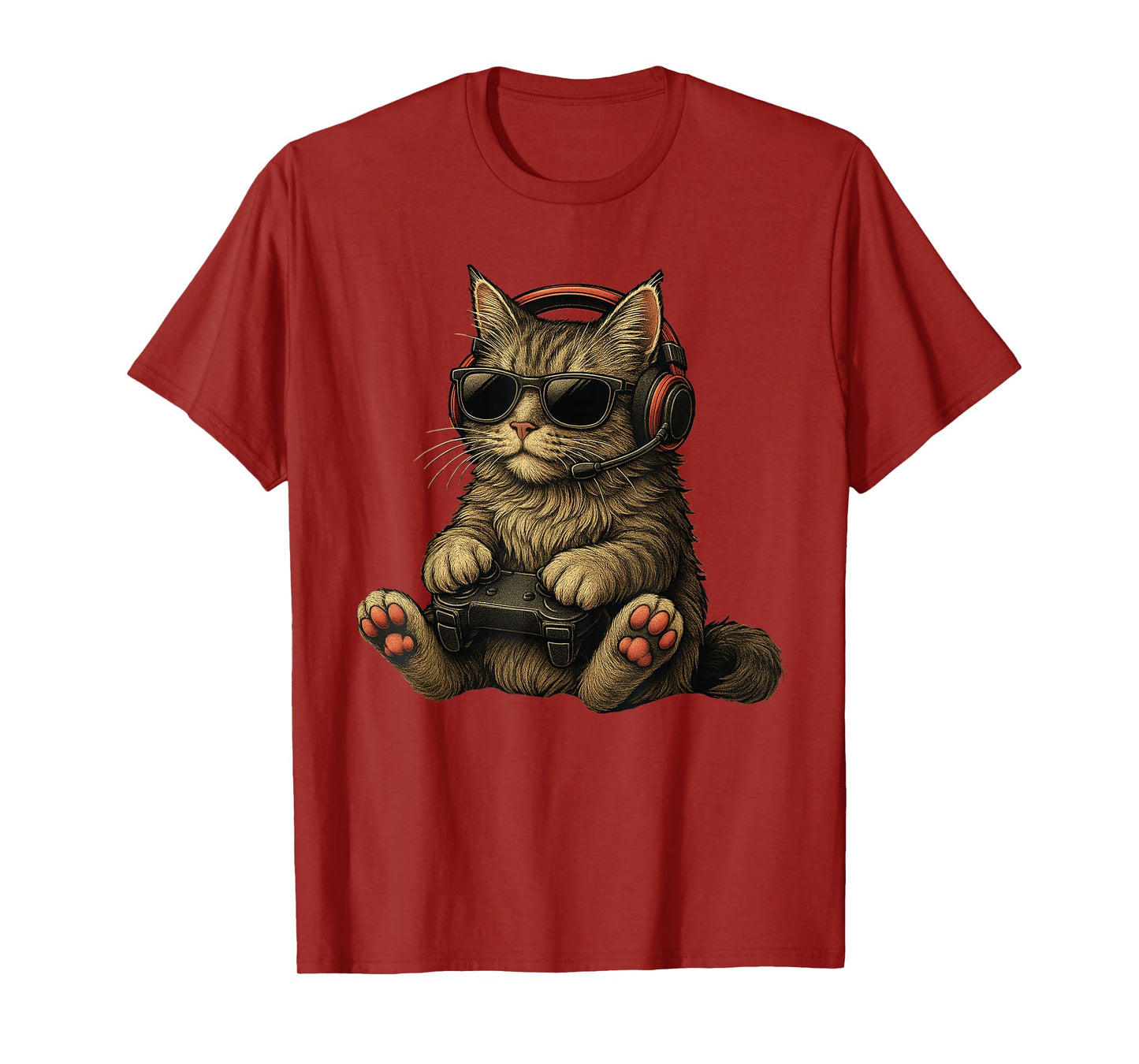 Kitten Cat Playing Video Games Vintage Funny Cat Gaming T-Shirt