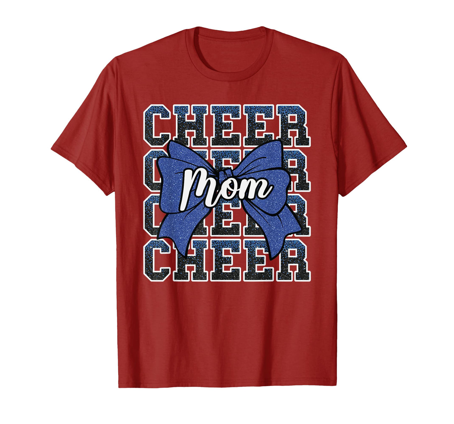 Cheer Mom Mama Bow Sport Cheerleader Cheerleading Blue T-Shirt