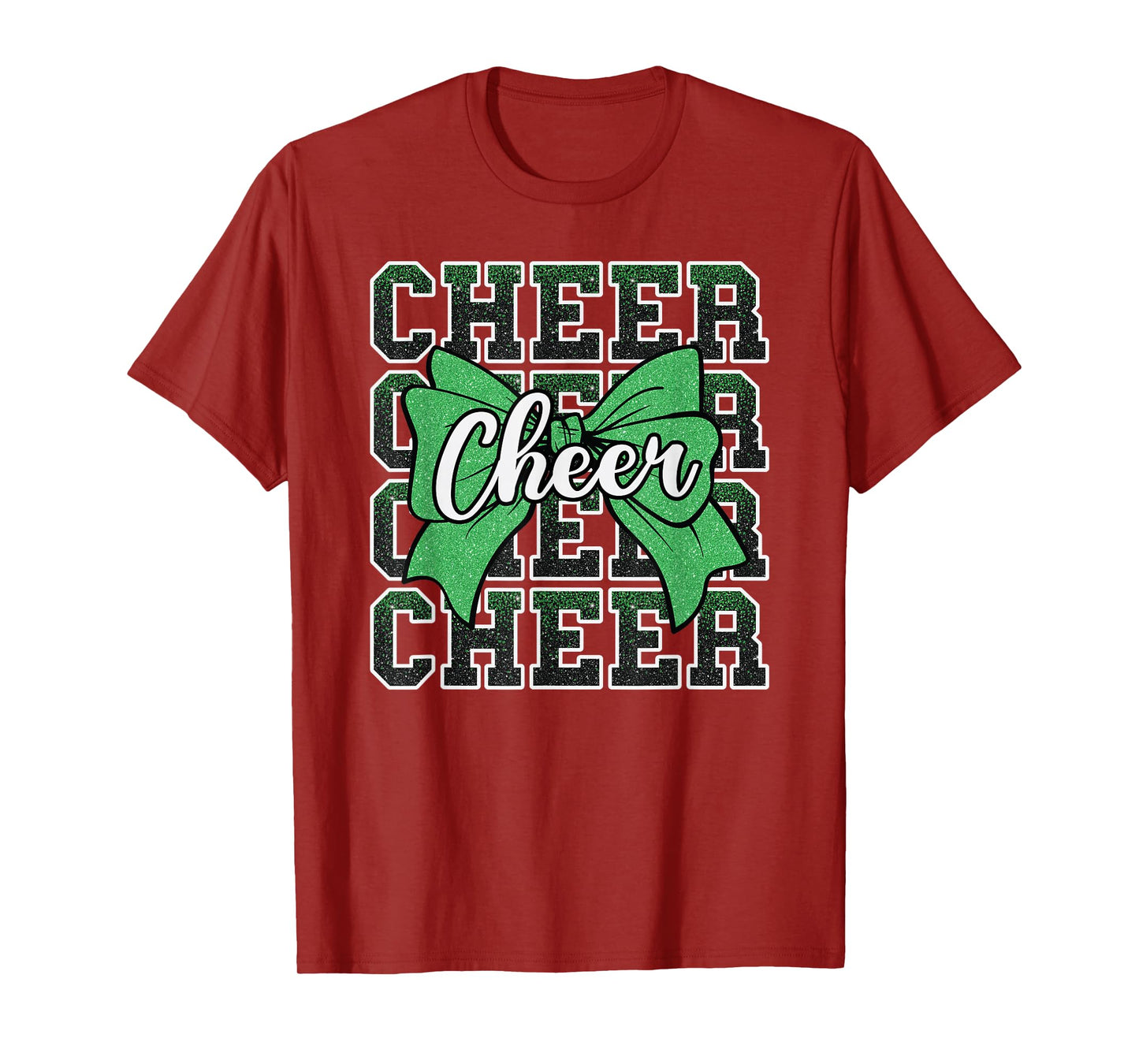 Coquette Cheer Bow Sport Cheerleader Cheerleading Green T-Shirt