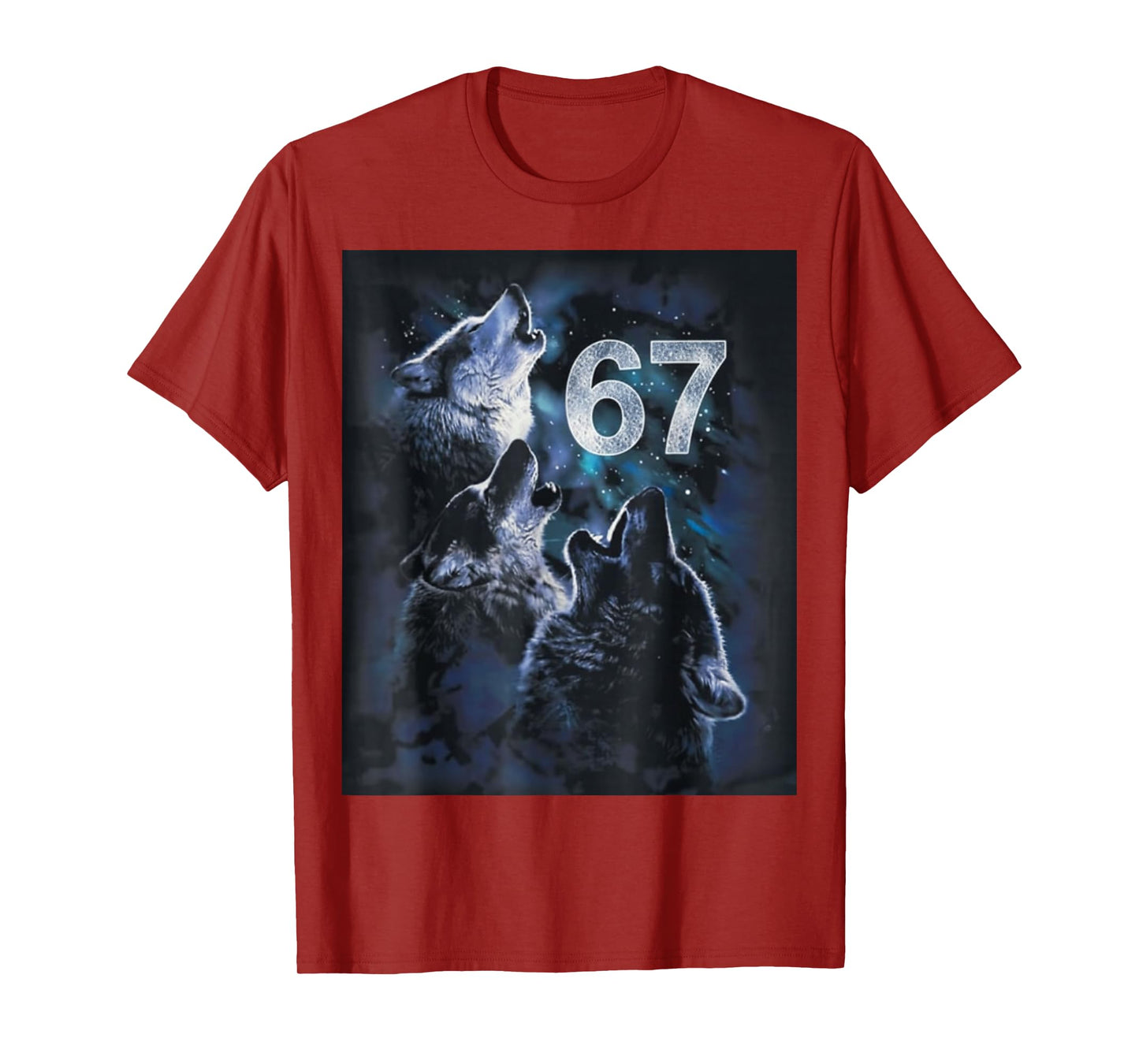 Wolf Howling at The Moon 67 T-Shirt 6 7 Halloween 67 Wolf 67 T-Shirt
