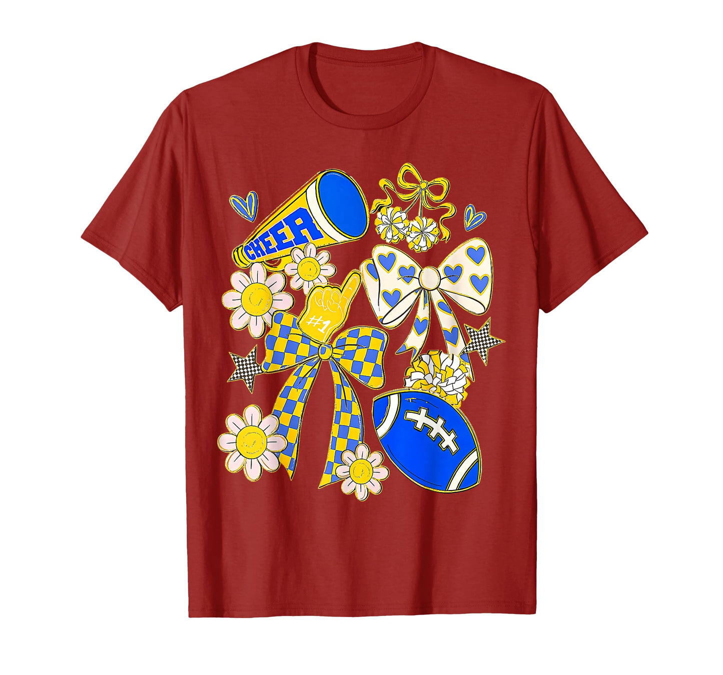 Blue Gold Cheerleader Game Day Football Cheer Mom Mama T-Shirt