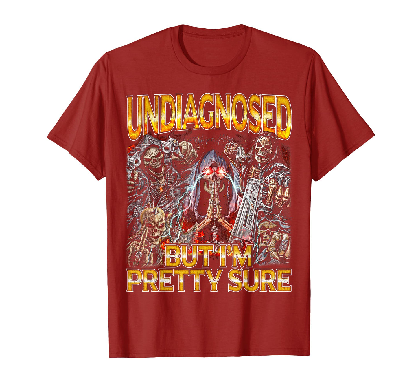 Undiagnosed ADHD - Edgy Skeleton Bootleg Hard Skeleton Meme T-Shirt