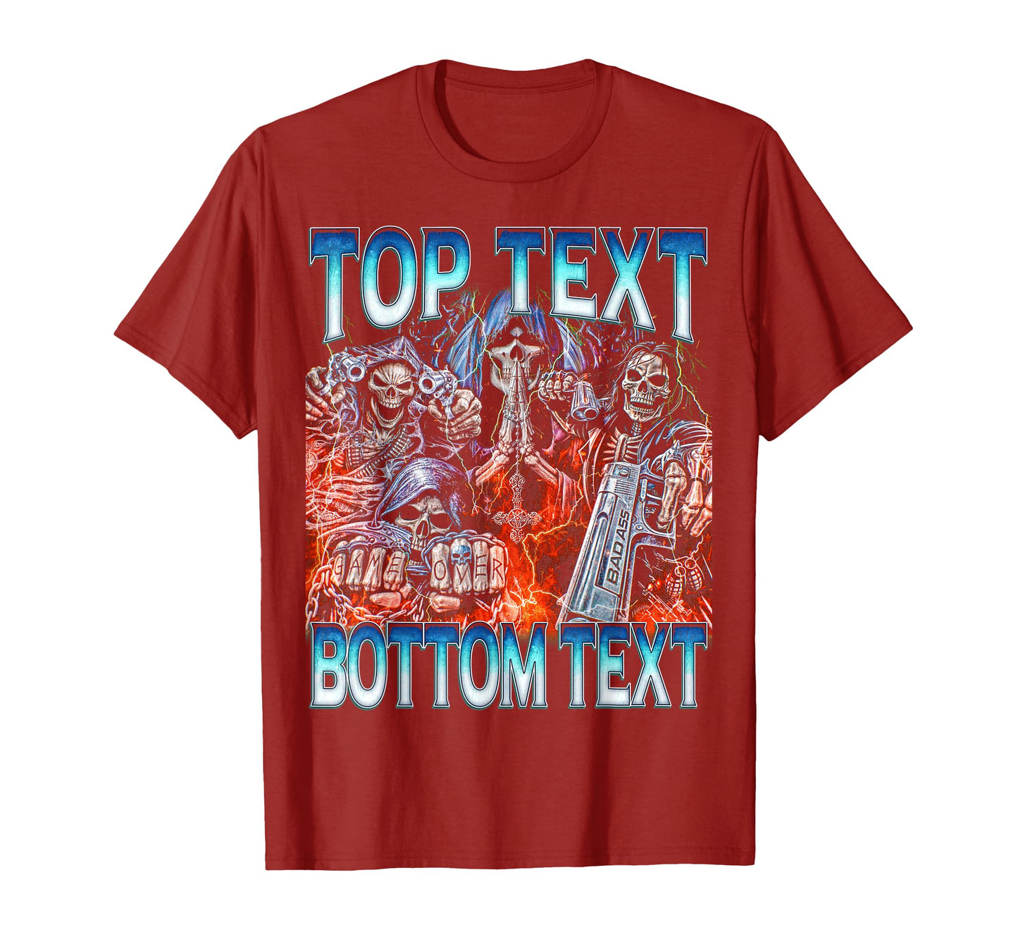 Top Bottom Text - Edgy Skeleton Bootleg Hard Skeleton Meme T-Shirt
