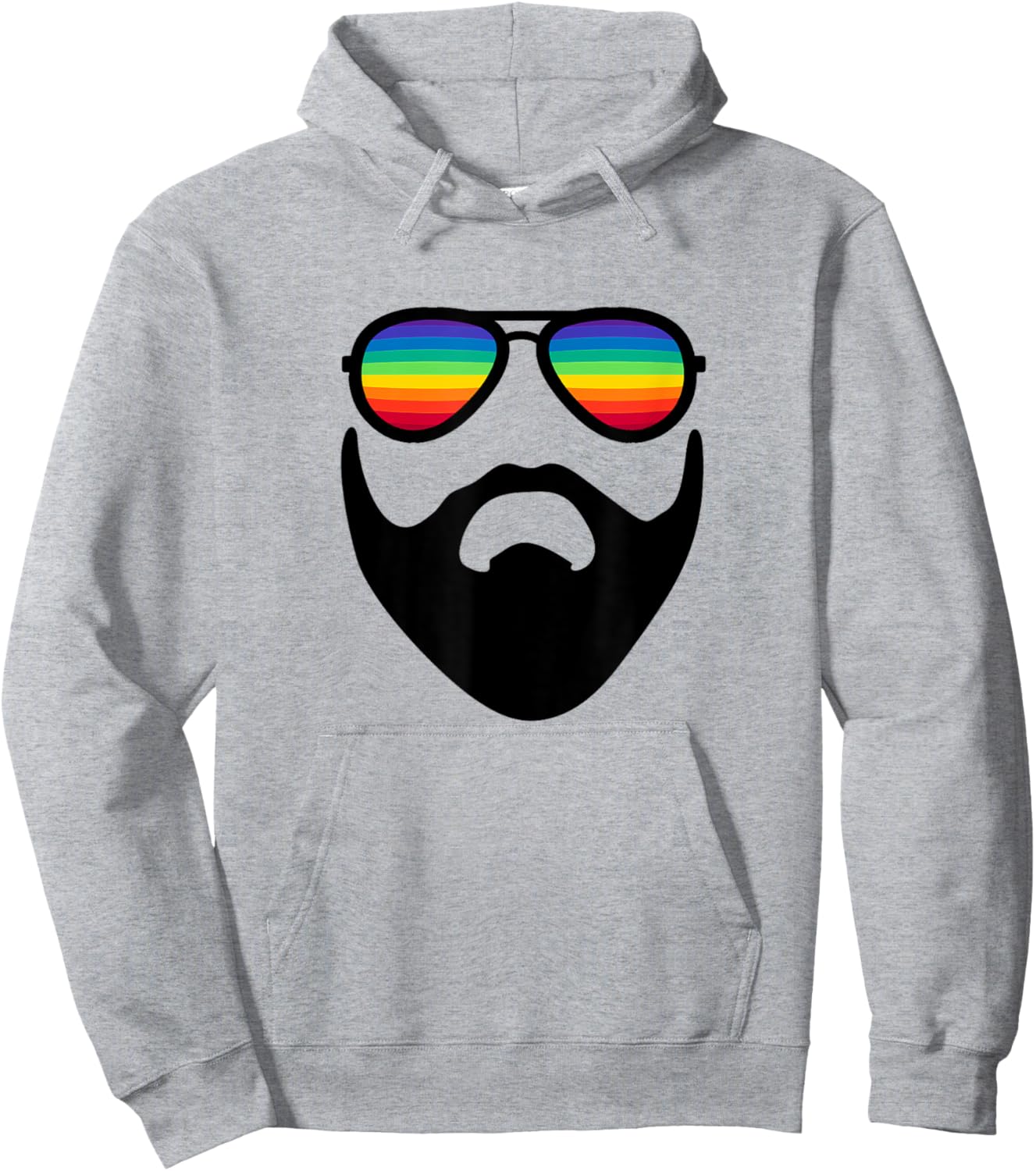 Beard with Rainbow Sunglasses Hoodie - Hoodie | Ash