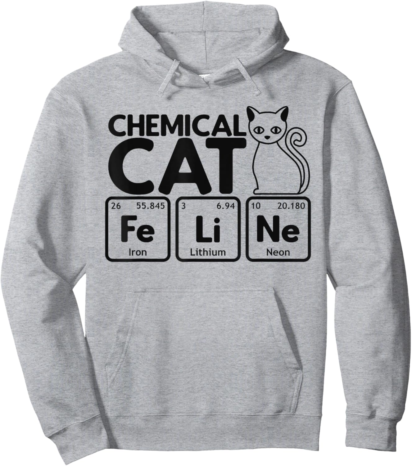 Chemical Cat Feline Chemistry Fun Periodic Table of Elements Hoodie - Hoodie | Ash