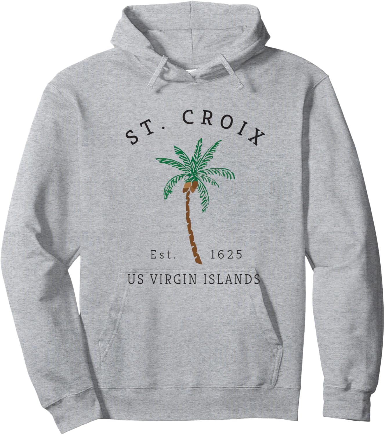 St. Croix USVI Colorful Palm Tree Retro Novelty Art Hoodie - Hoodie | Ash