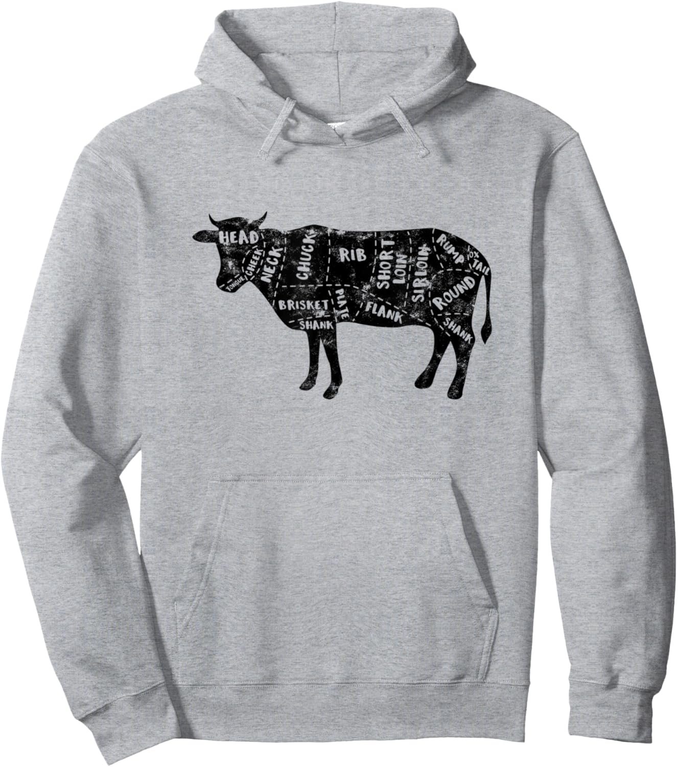 Cow Butcher Beef Cuts Diagram - Meat Cutting Cooking Butcher Hoodie - Hoodie | Ash