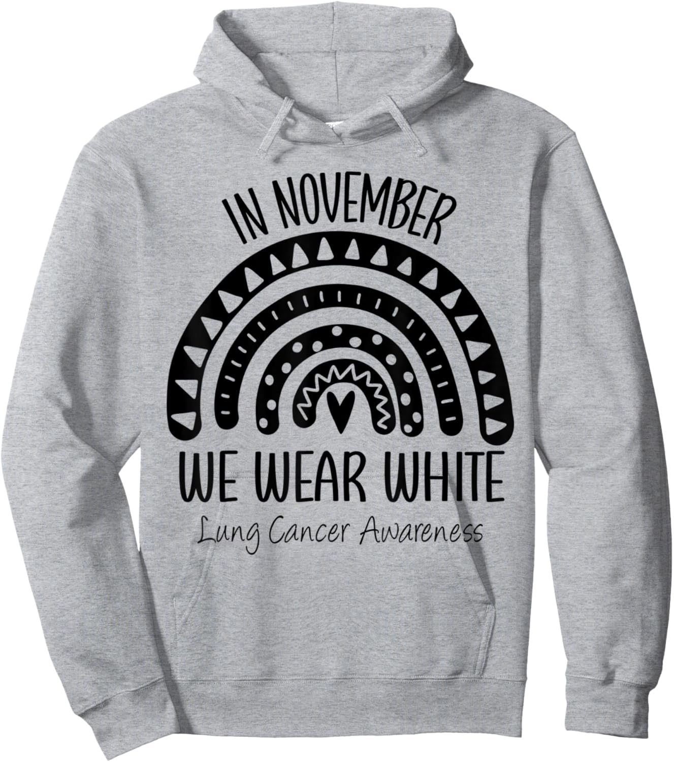 Rainbow November We Wear White Lung Cancer Awareness Ribbon Hoodie - Hoodie | Ash