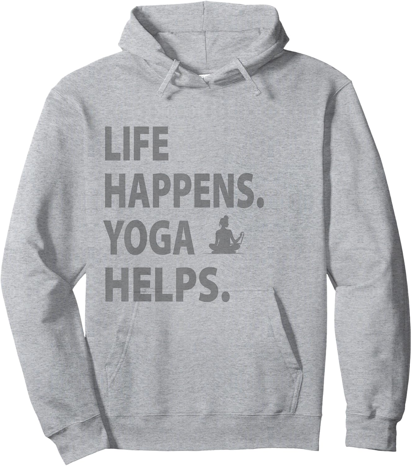 life happens yoga helps , Small, Grey Hoodie - Hoodie | Ash