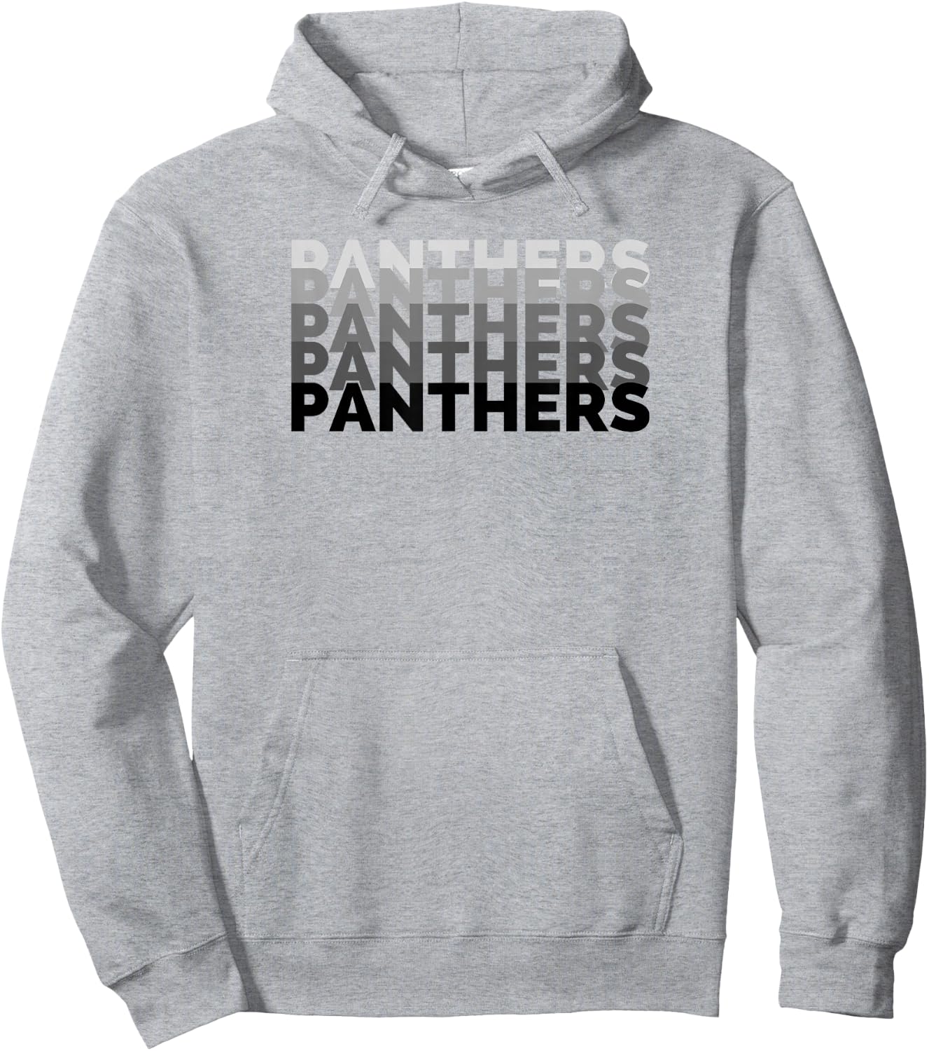 Panther Repeated Black Gray Text High School Spirit Fan Wear Hoodie - Hoodie | Ash