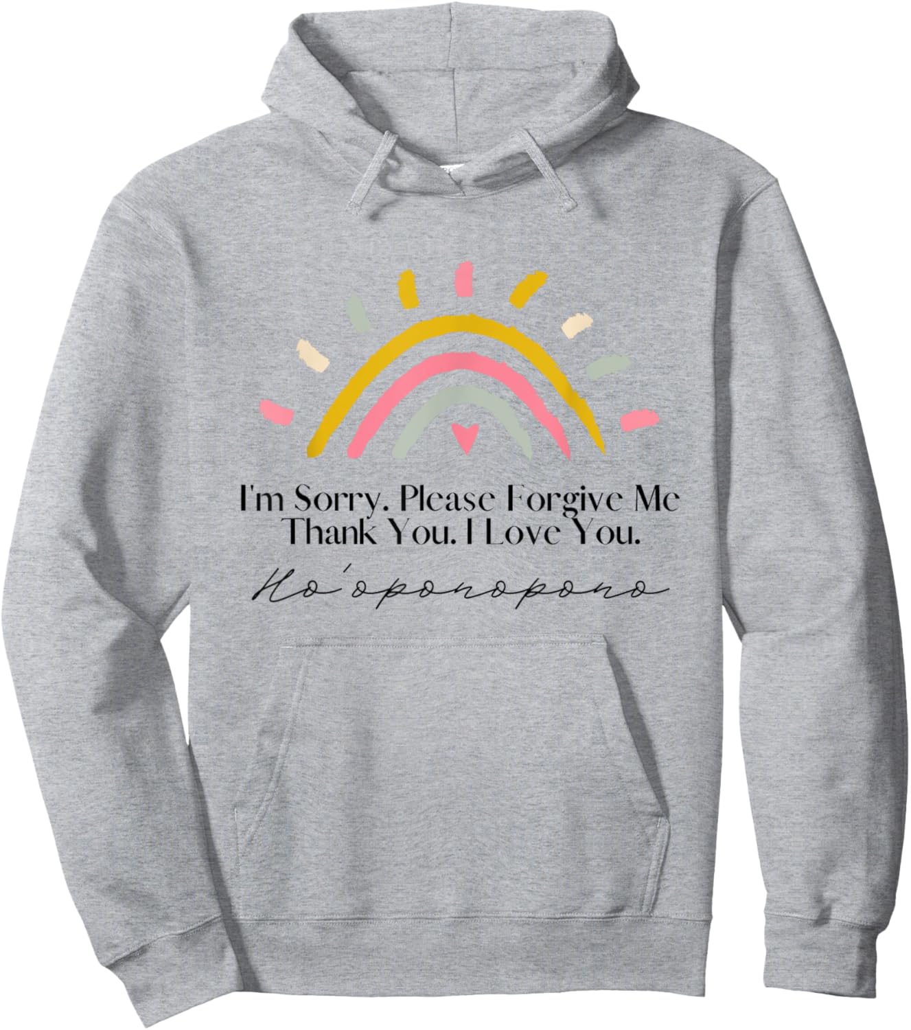 Rainbow Ho'oponopono Hawaiian Prayer Meditation Yoga Graphic Hoodie - Hoodie | Ash
