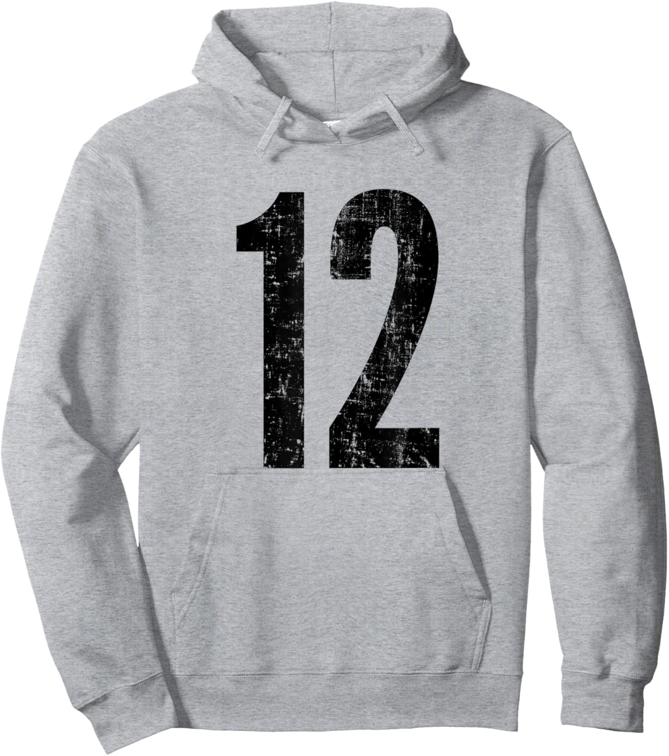 Number 12 Distressed Vintage Twelve Sports Training Practice Hoodie - Hoodie | Ash