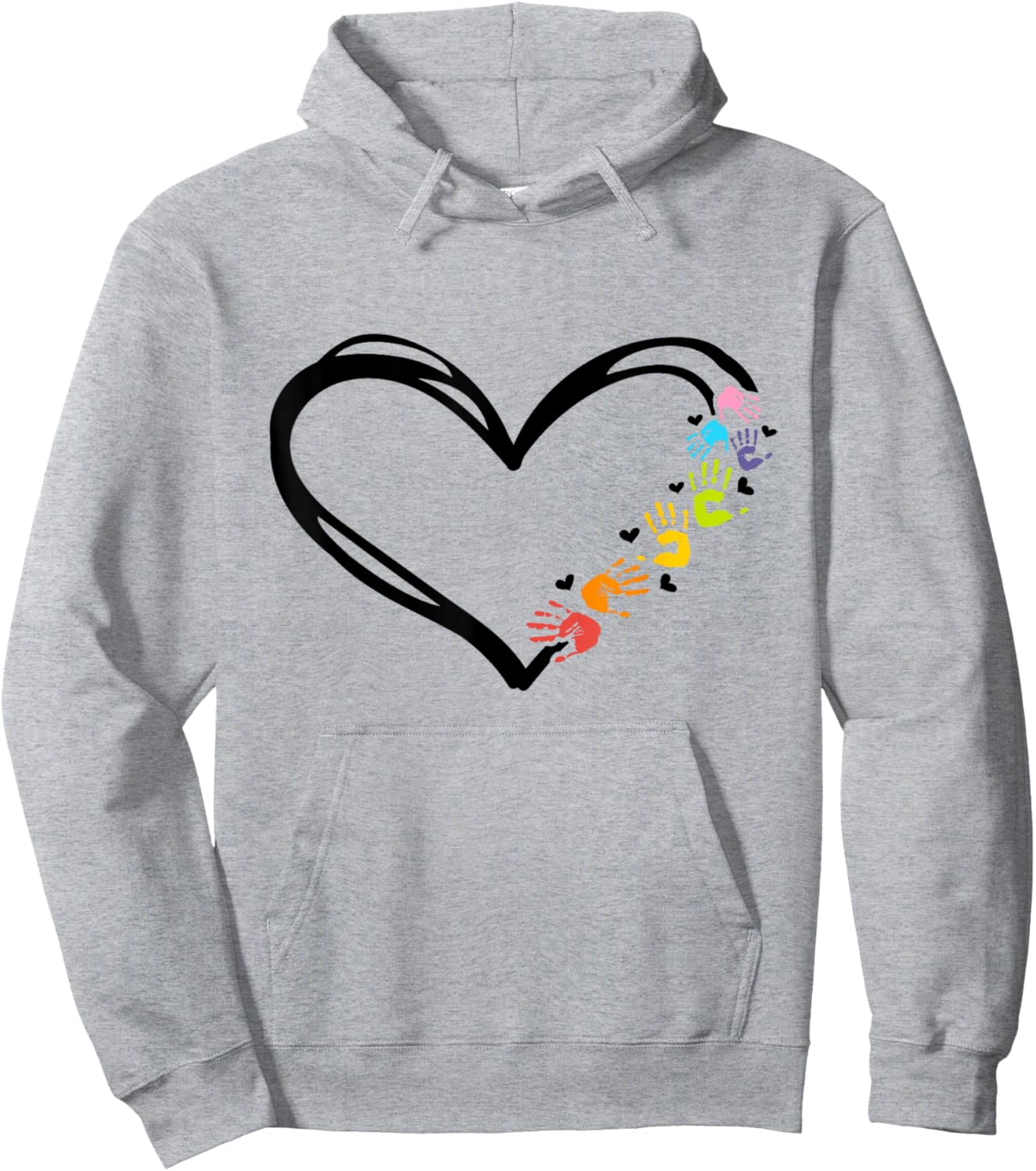 Daycare Provider Heart Hand Prints Hoodie - Hoodie | Ash