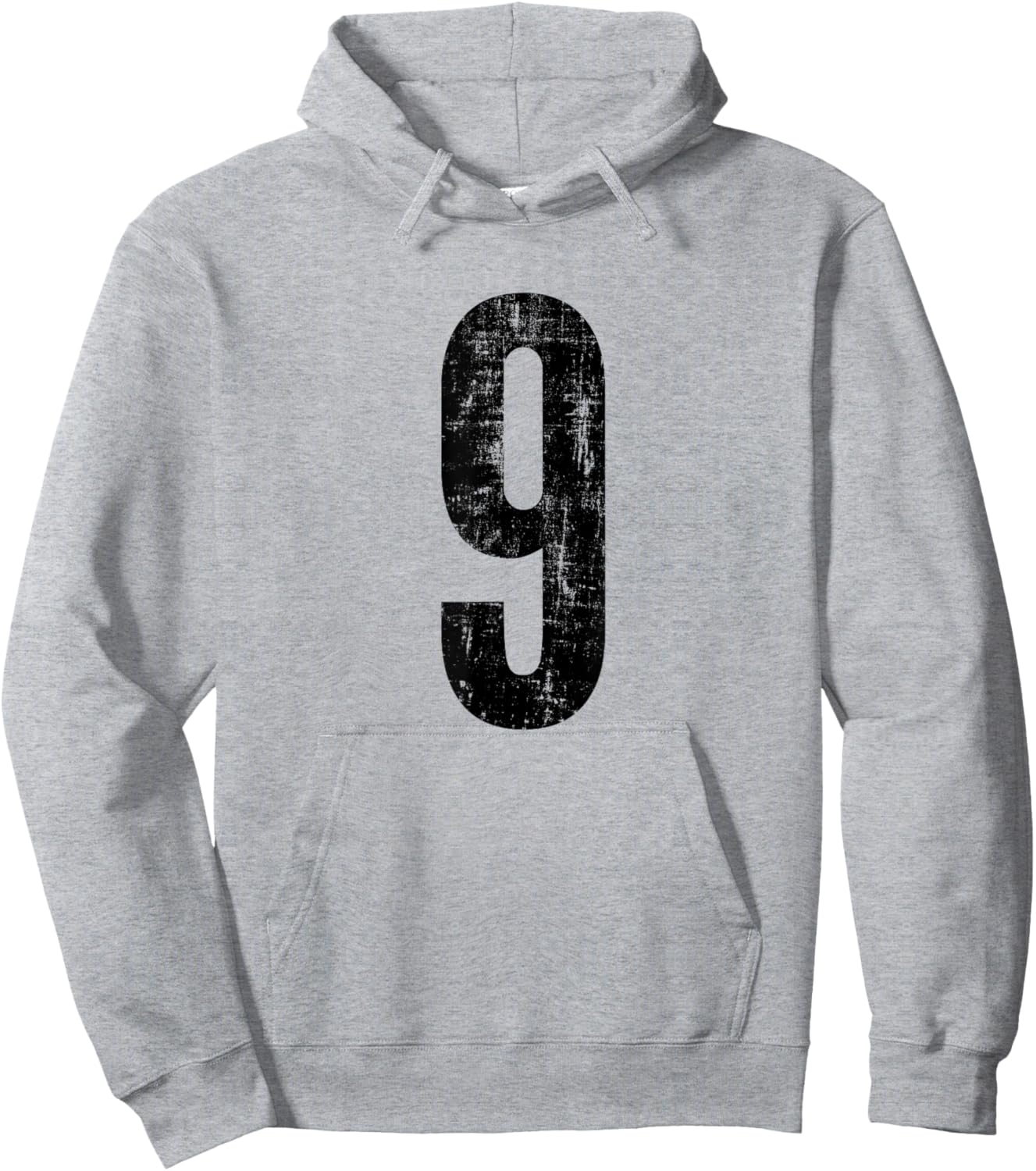 Number 9 Nine Distressed Vintage Sports Training Practice Hoodie - Hoodie | Ash
