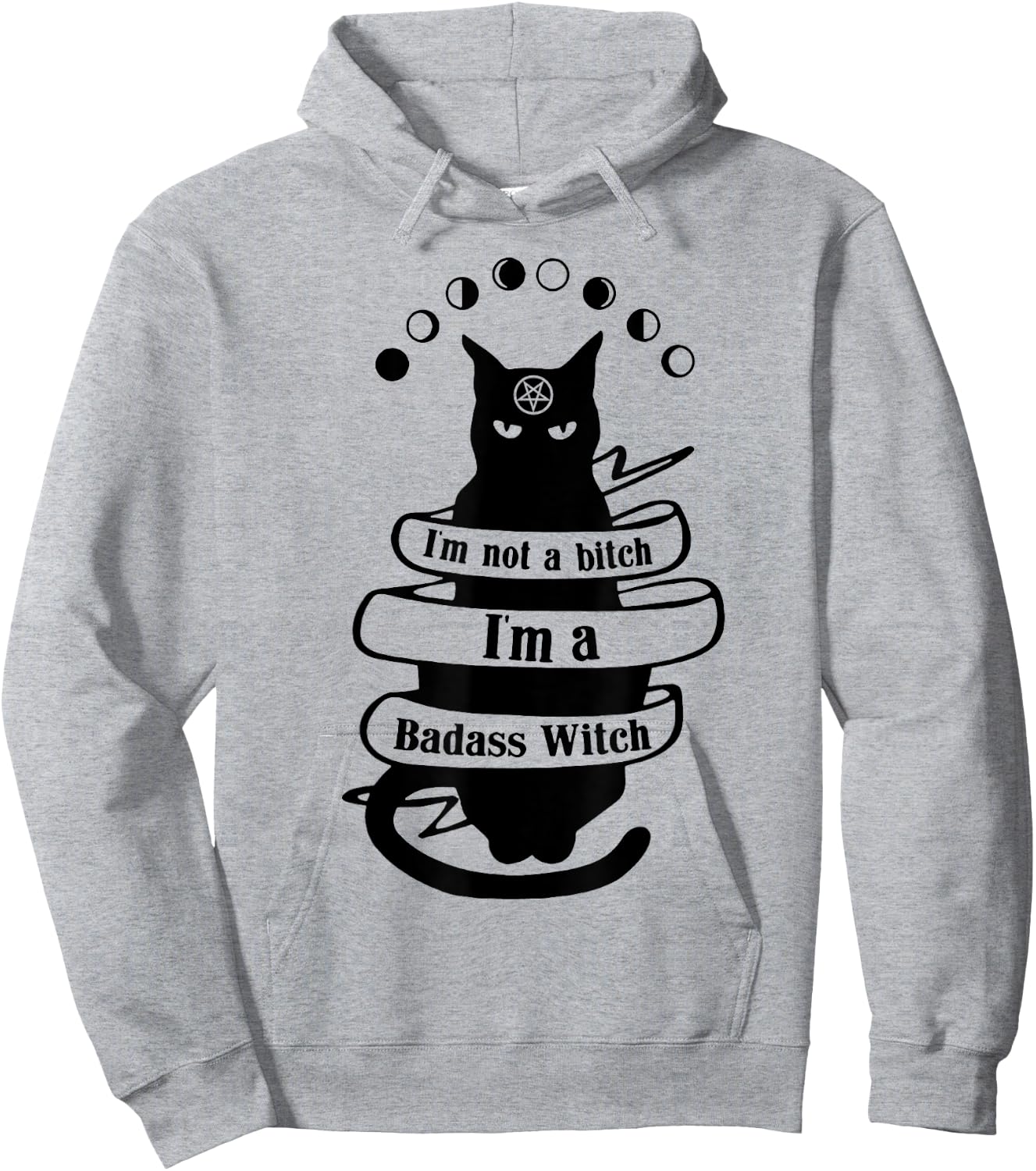 Cat I'm Not A Bitch I'm A Badass Witch Men Women Hoodie - Hoodie | Ash