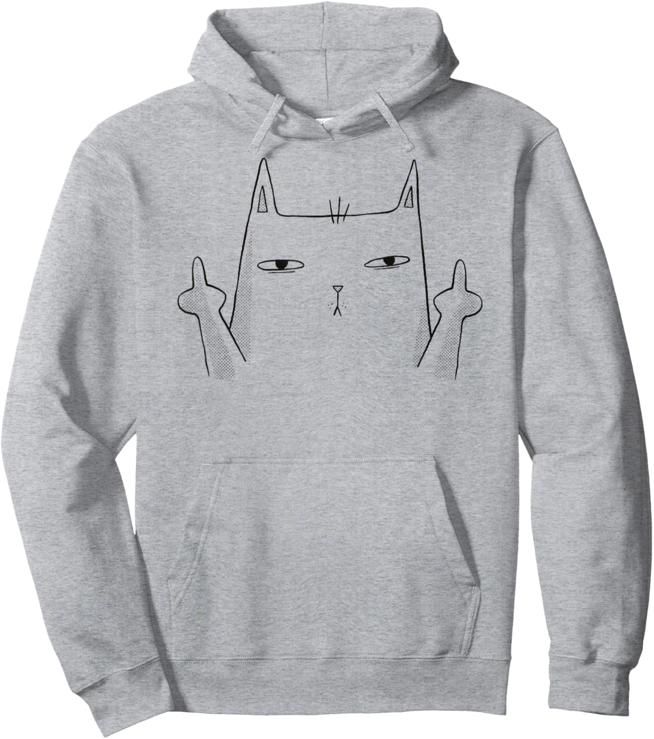 Funny Angry Cat Rude Kitty Middle Finger Hoodie - Hoodie | Ash