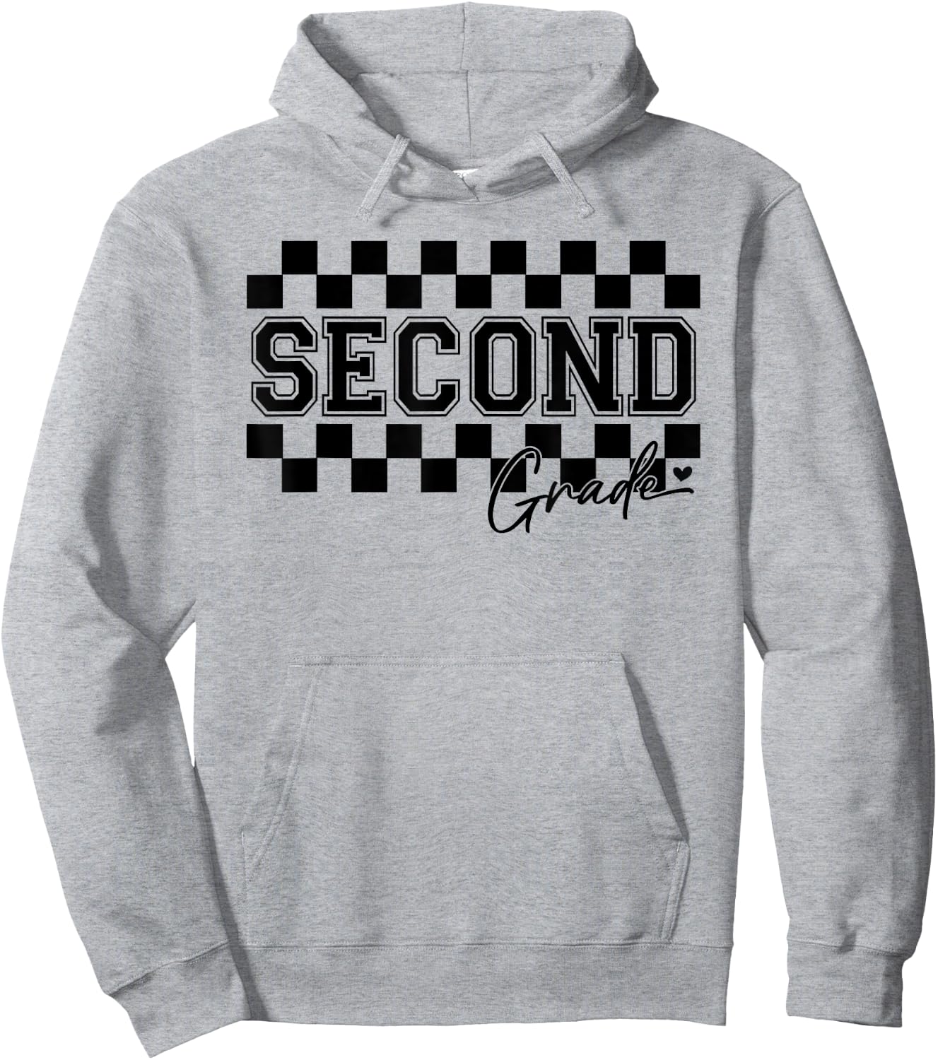 Second Grade Checkered Teacher 1st Day Back to School Women Hoodie - Hoodie | Ash
