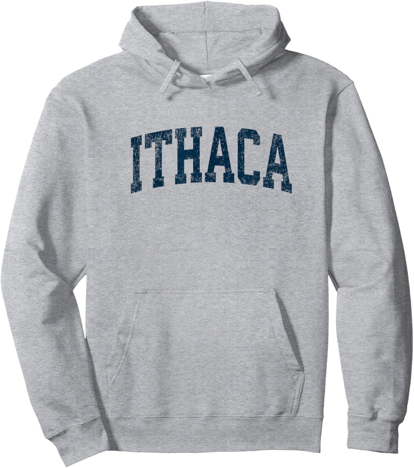 Ithaca New York NY Vintage Athletic Sports Navy Design Hoodie - Hoodie | Ash