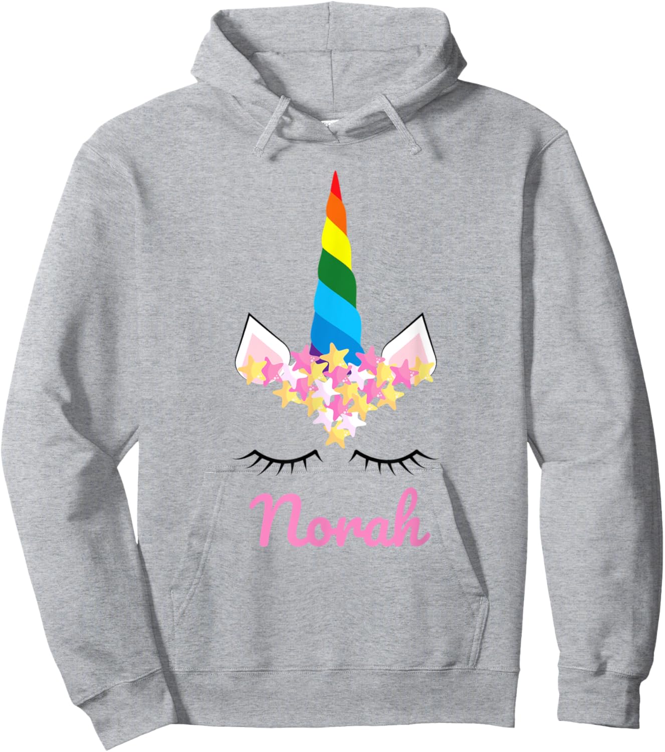 Cute Girls Unicorn Personalized Norah Rainbow Unicorn Hoodie - Hoodie | Ash