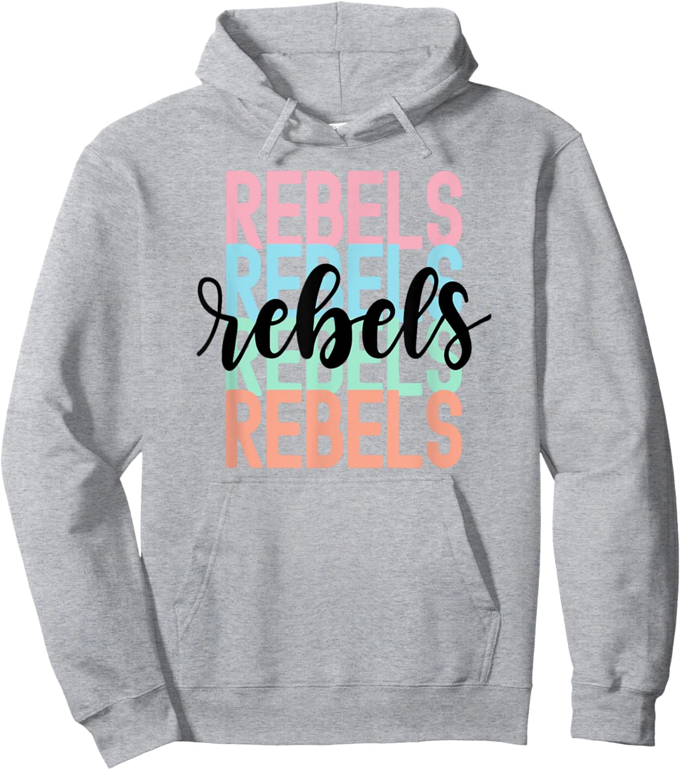 Rebels Team Mascot School Spirit Game Night Hoodie - Hoodie | Ash